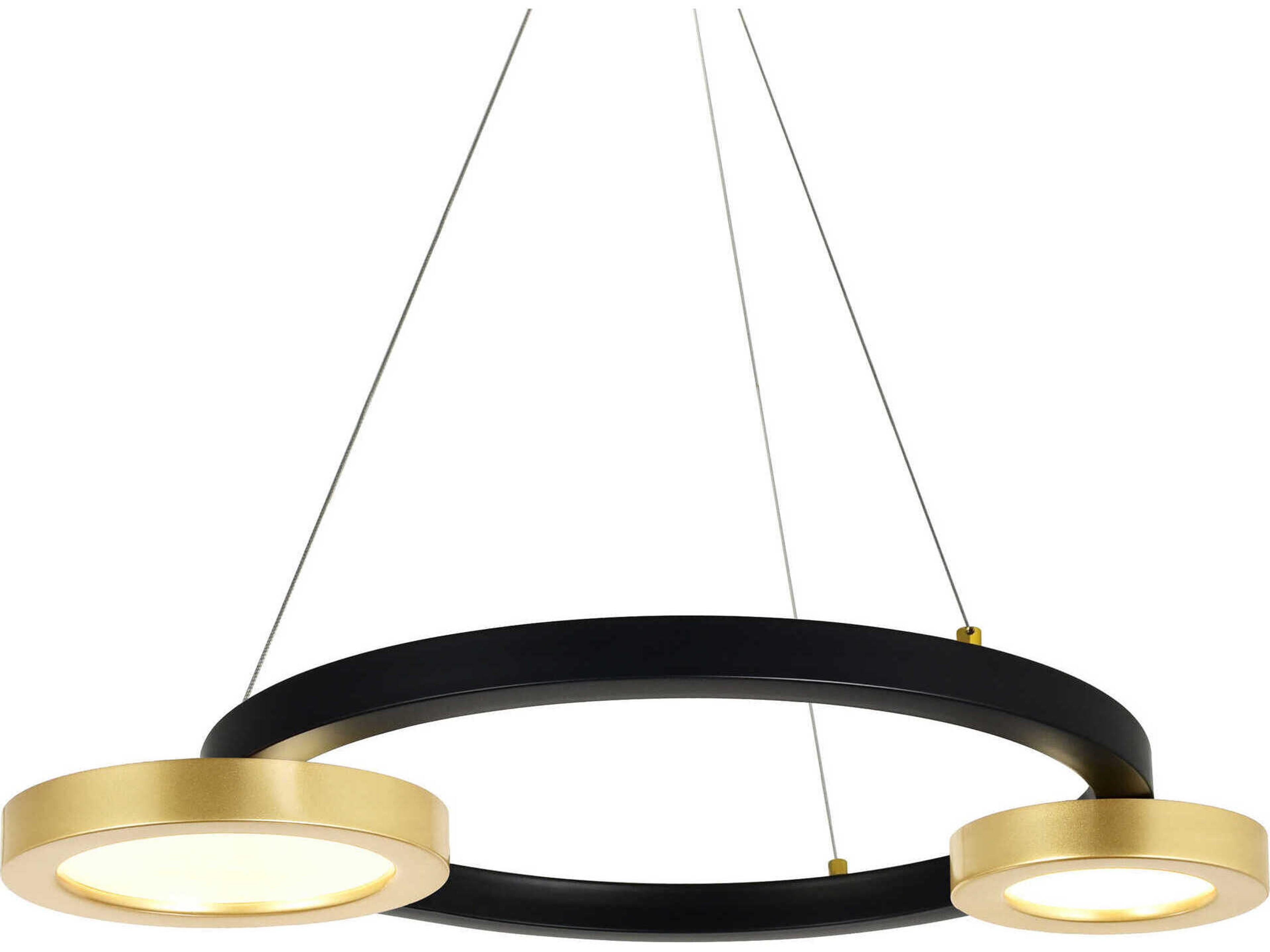 CWI Lighting Deux Lunes Sun Gold Black Geometric Island Pendant