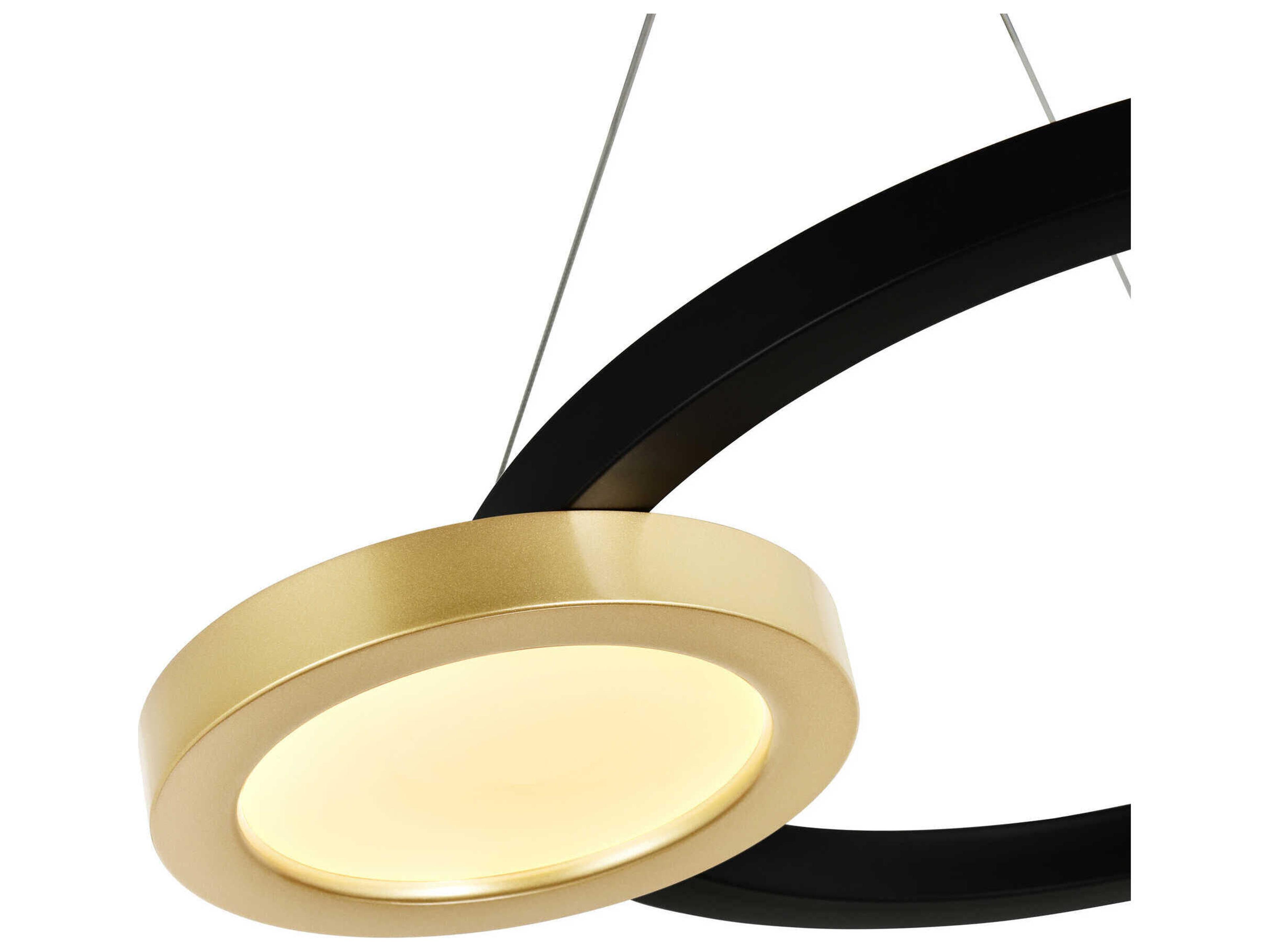 CWI Lighting Deux Lunes Sun Gold Black Geometric Island Pendant