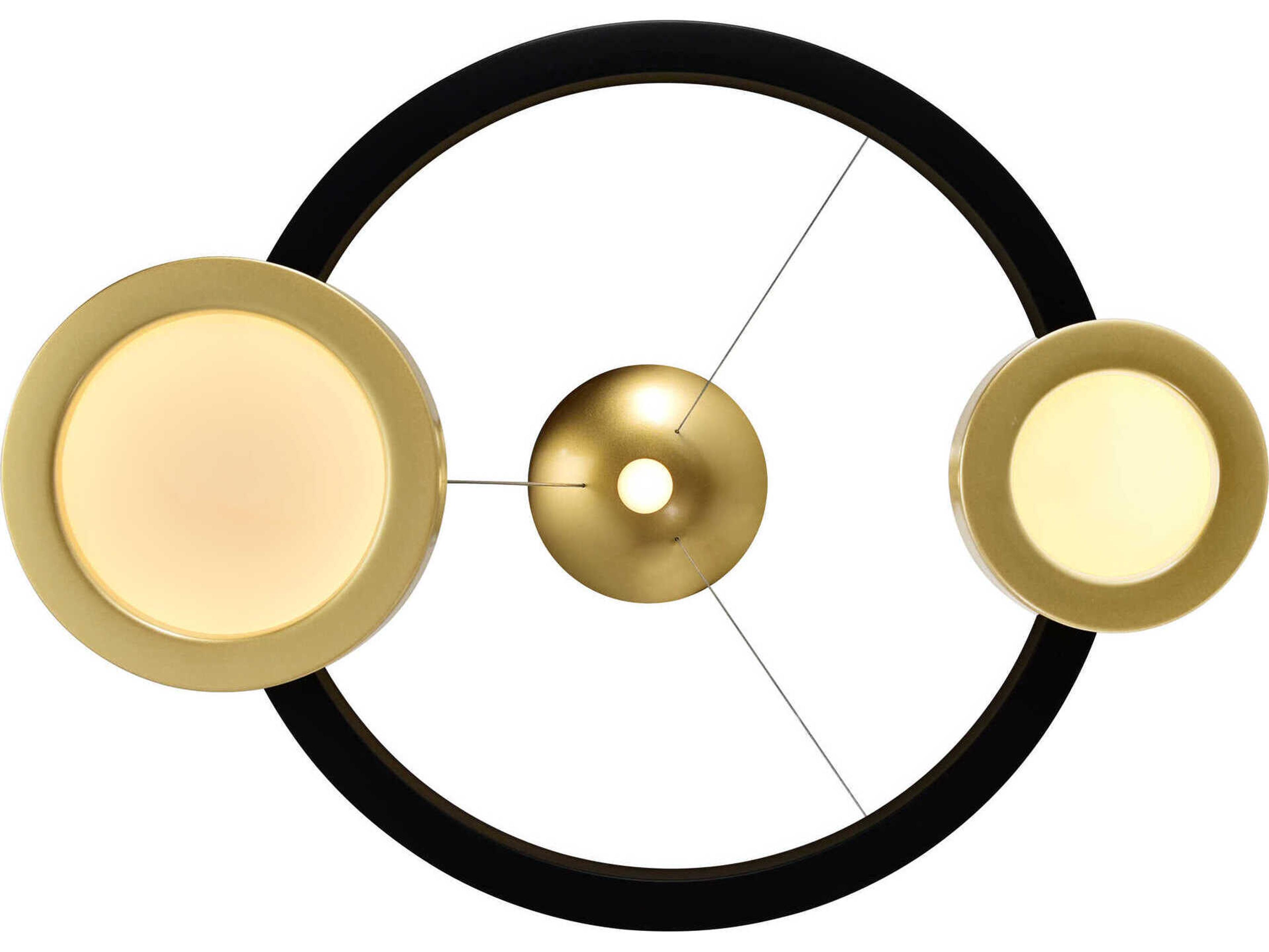 CWI Lighting Deux Lunes Sun Gold Black Geometric Island Pendant