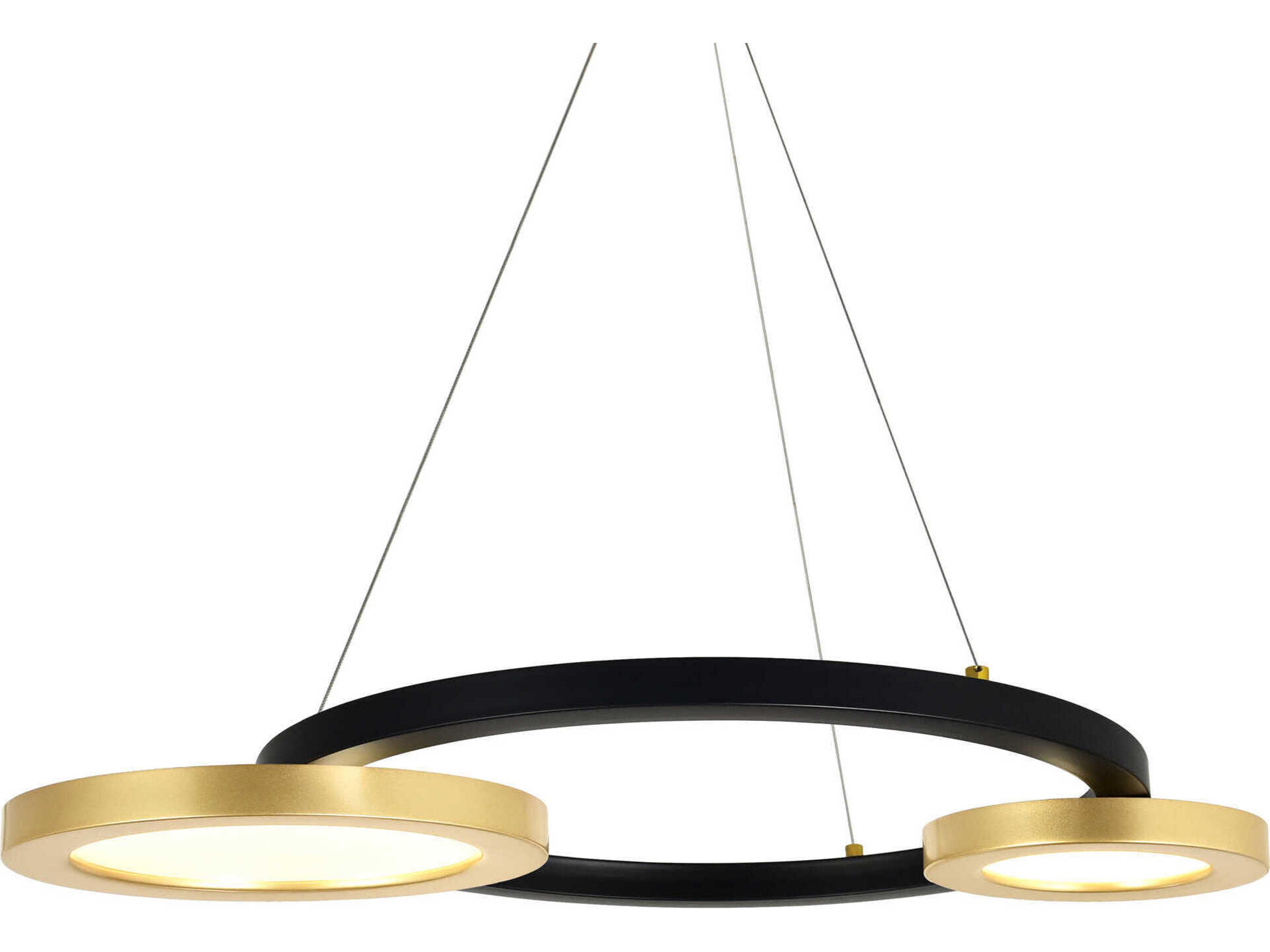 CWI Lighting Deux Lunes Sun Gold Black Geometric Island Pendant