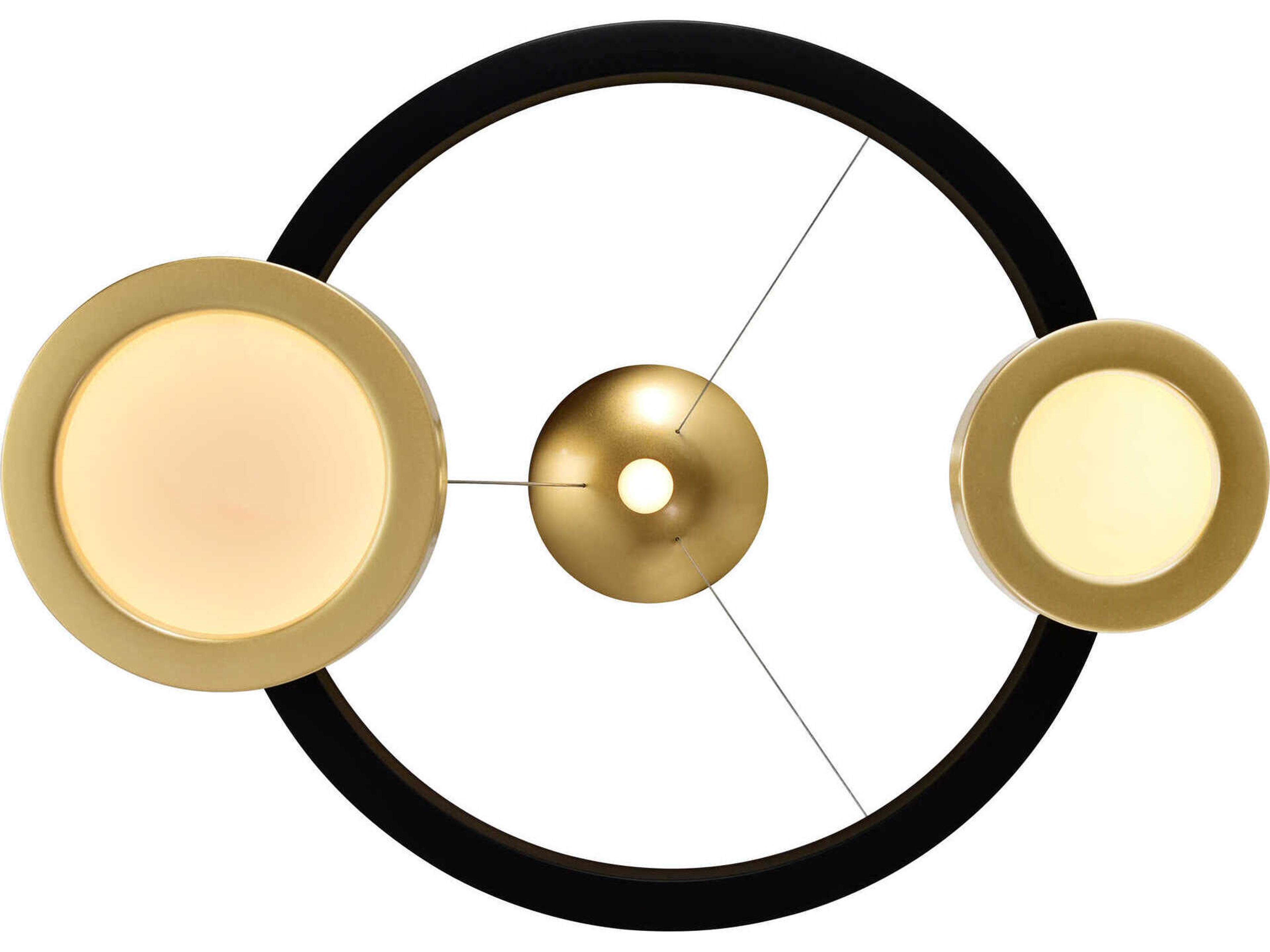 CWI Lighting Deux Lunes Sun Gold Black Geometric Island Pendant