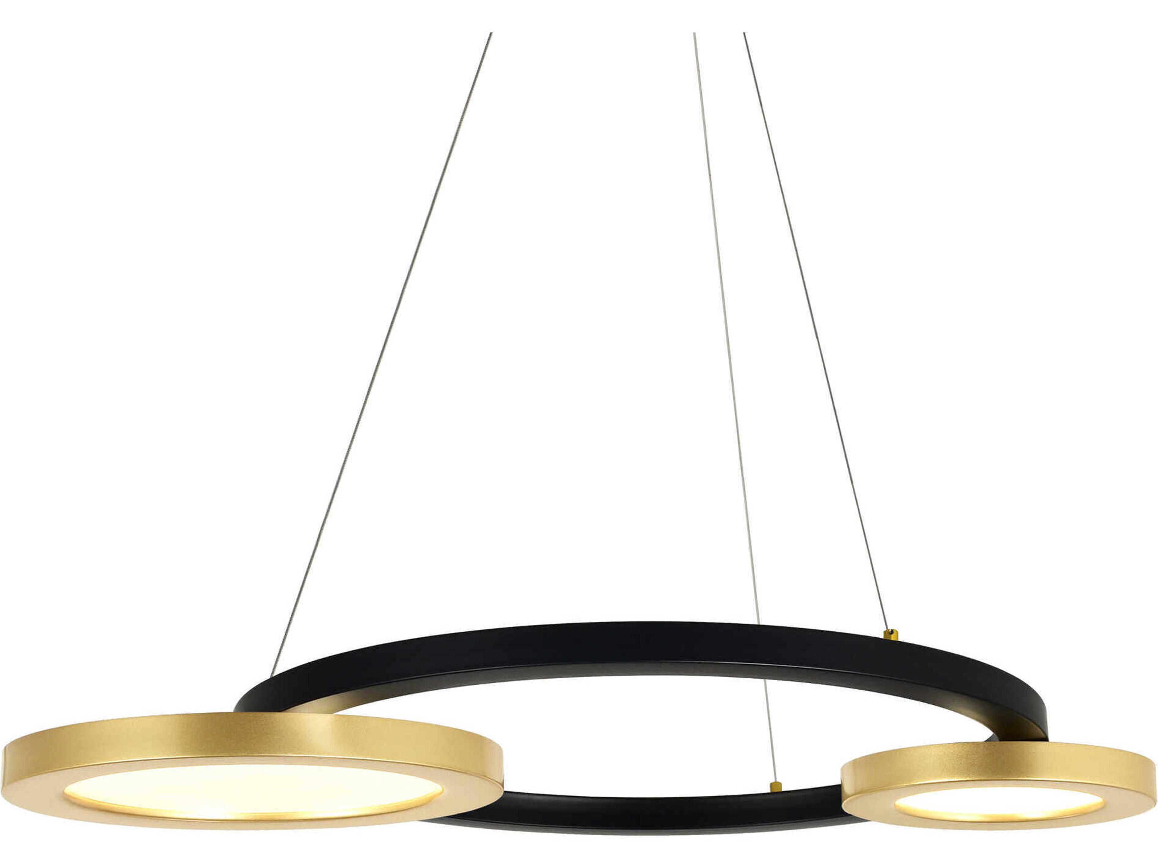 CWI Lighting Deux Lunes Sun Gold Black Geometric Island Pendant