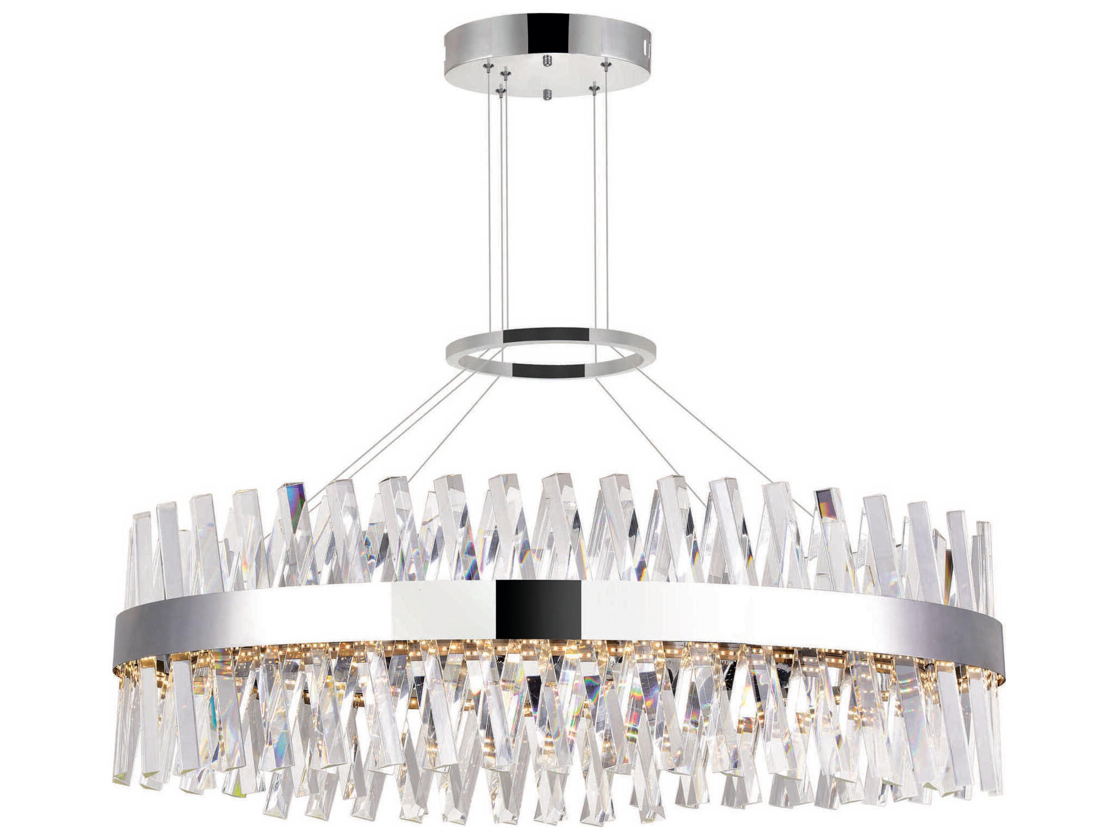 Glace LED Circular Chandelier 40-Inch Chrome