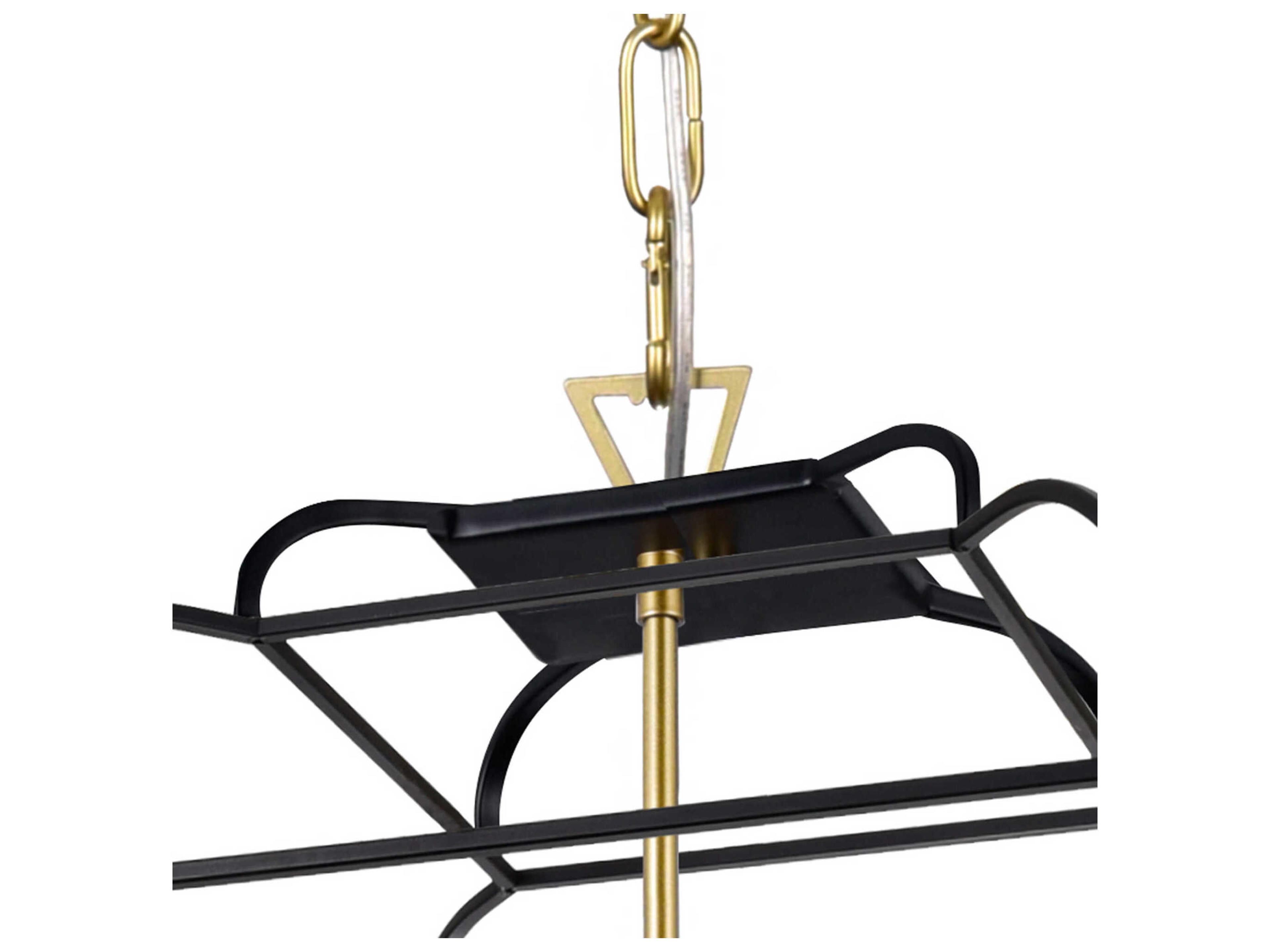 CWI Lighting Tudor 6-Light Satin Gold Black Lantern Chandelier