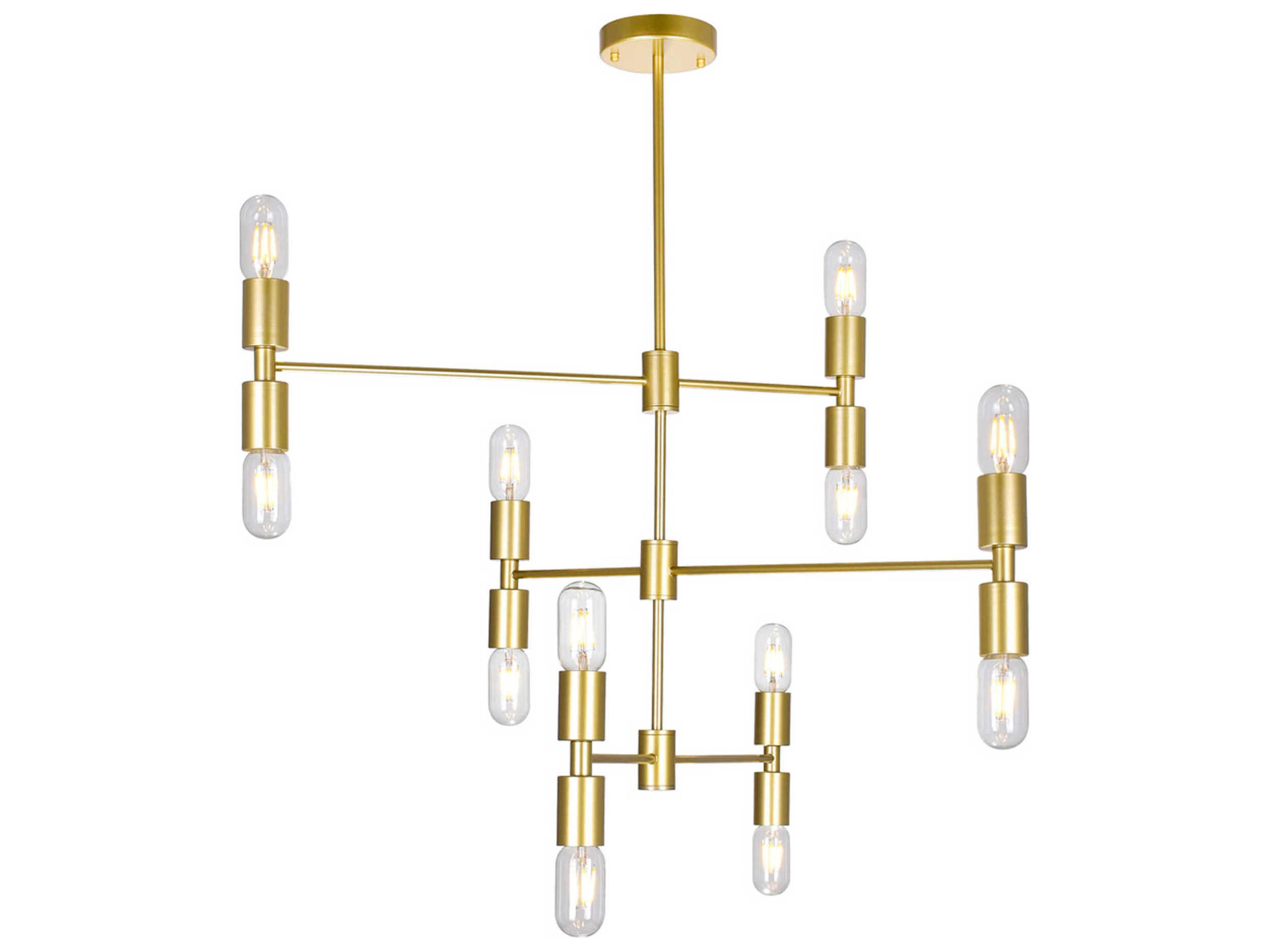 Hand Crank 12-Light Medallion Gold Chandelier