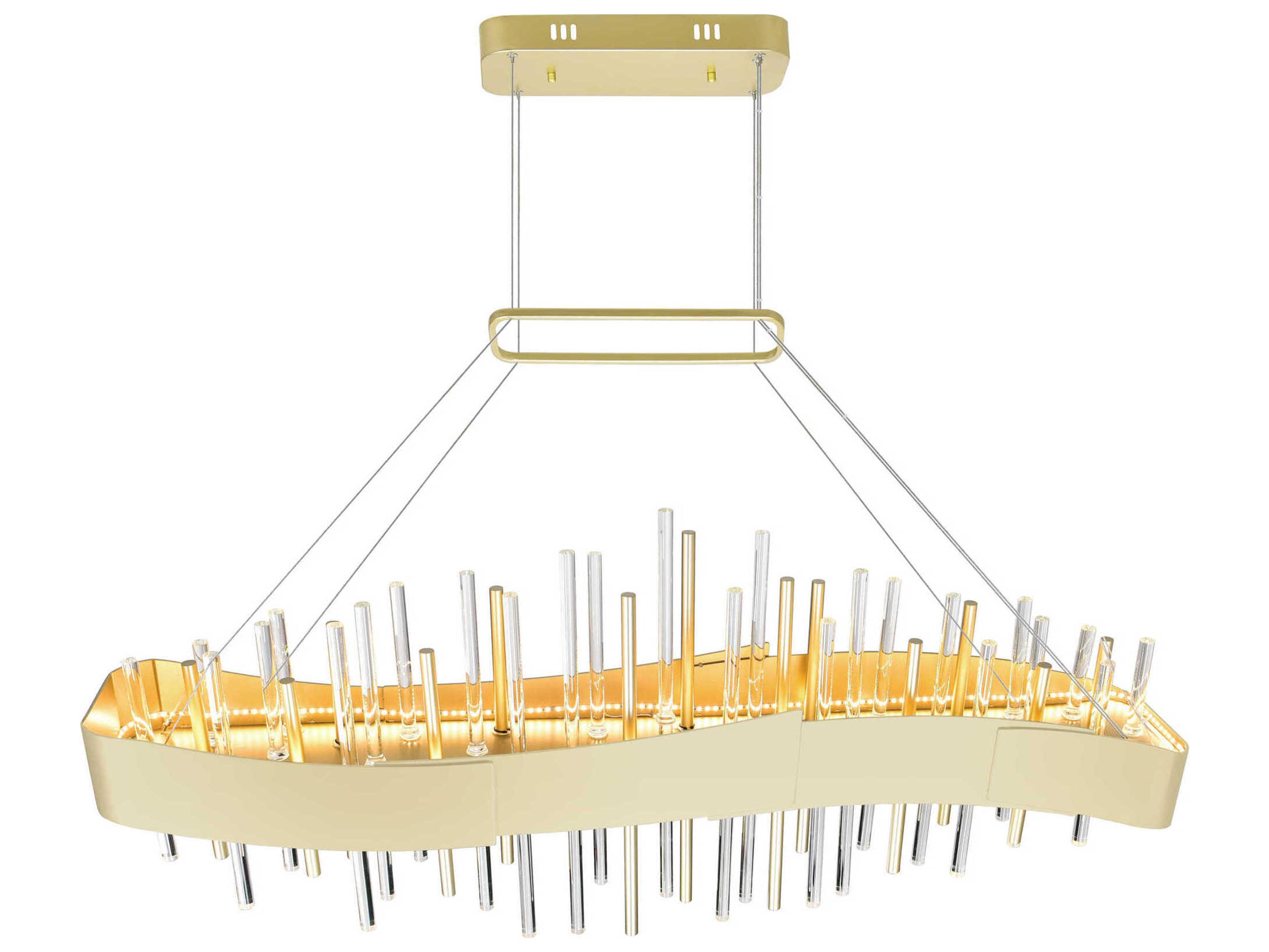 CWI Lighting Millipede Satin Gold Linear Island Pendant