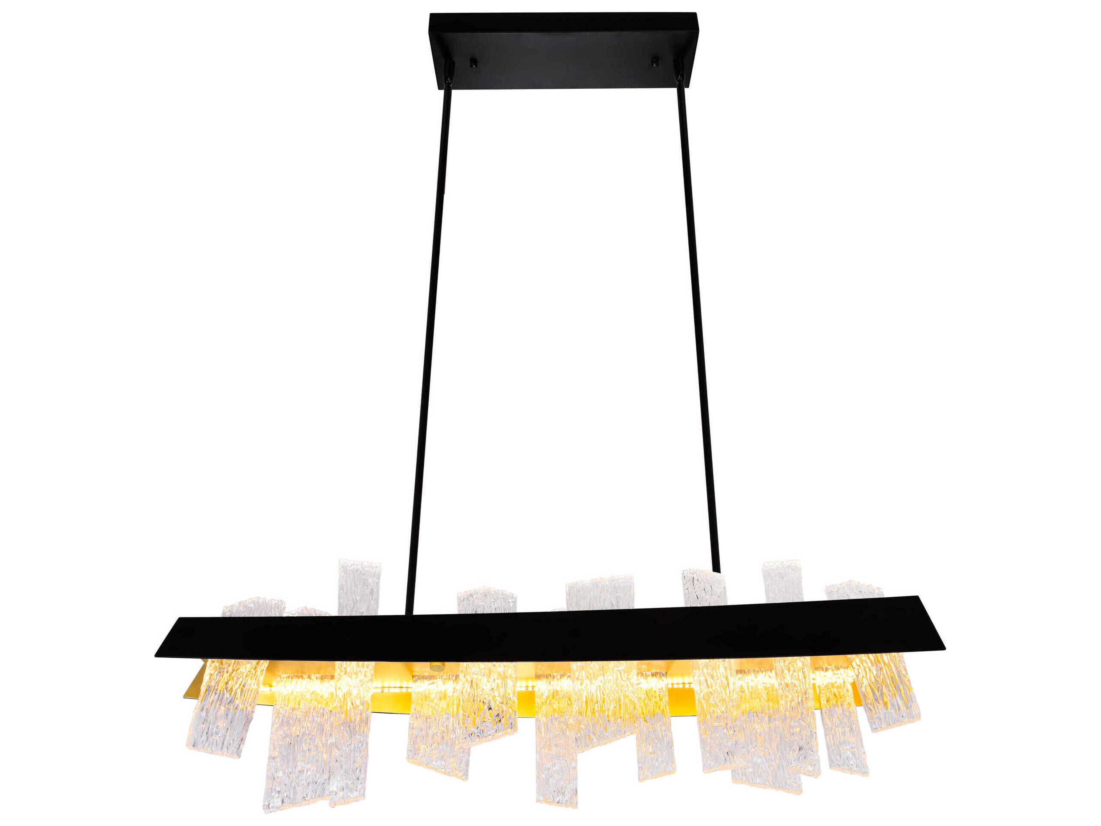 CWI Lighting Guadiana Black Satin Gold Linear Island Pendant