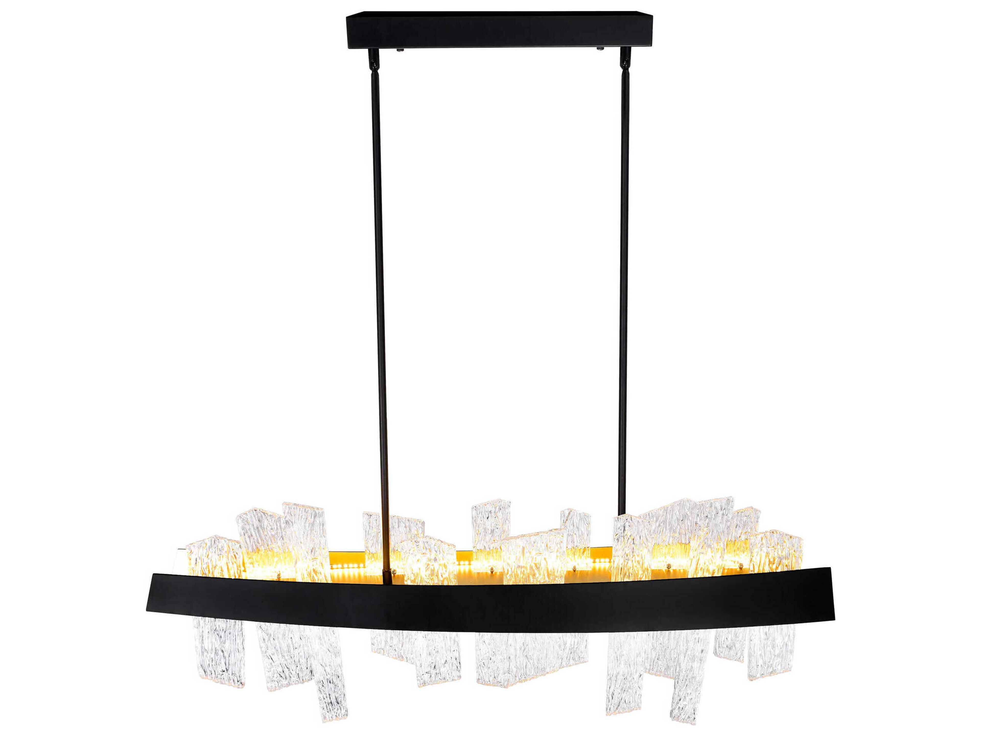 CWI Lighting Guadiana Black Satin Gold Linear Island Pendant