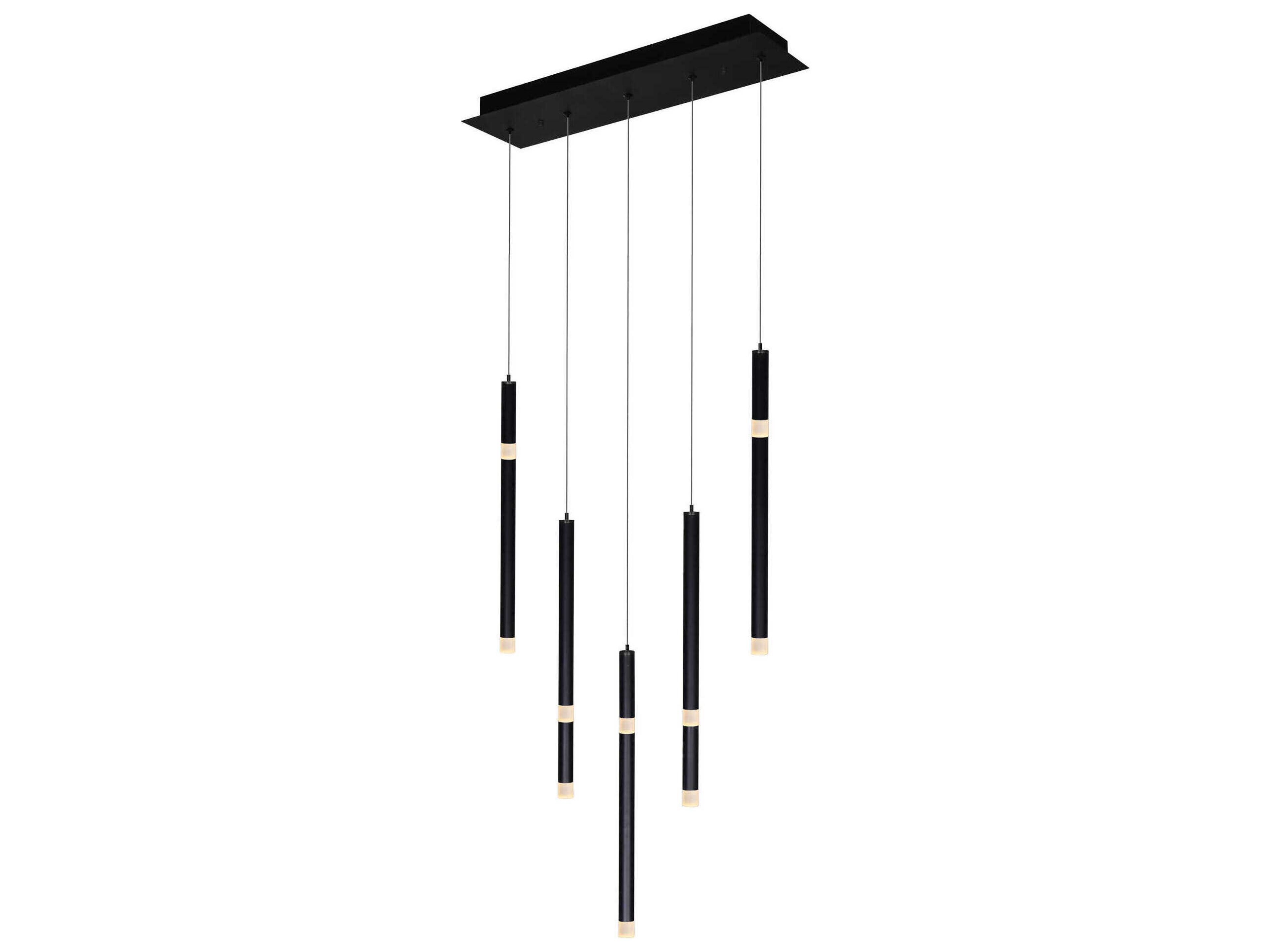 Flute Black Linear Island Pendant