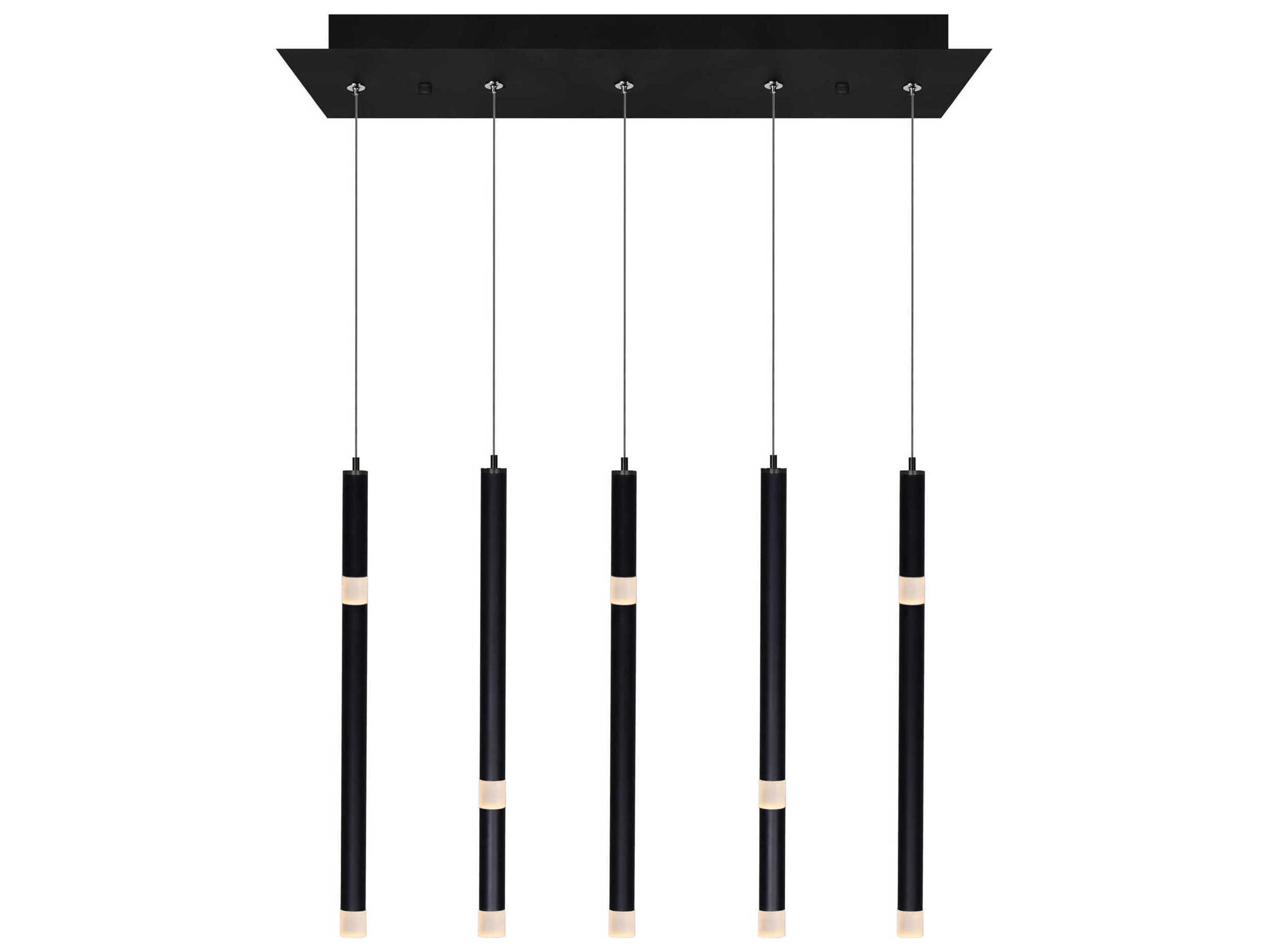 CWI Lighting Flute Black Linear Island Pendant