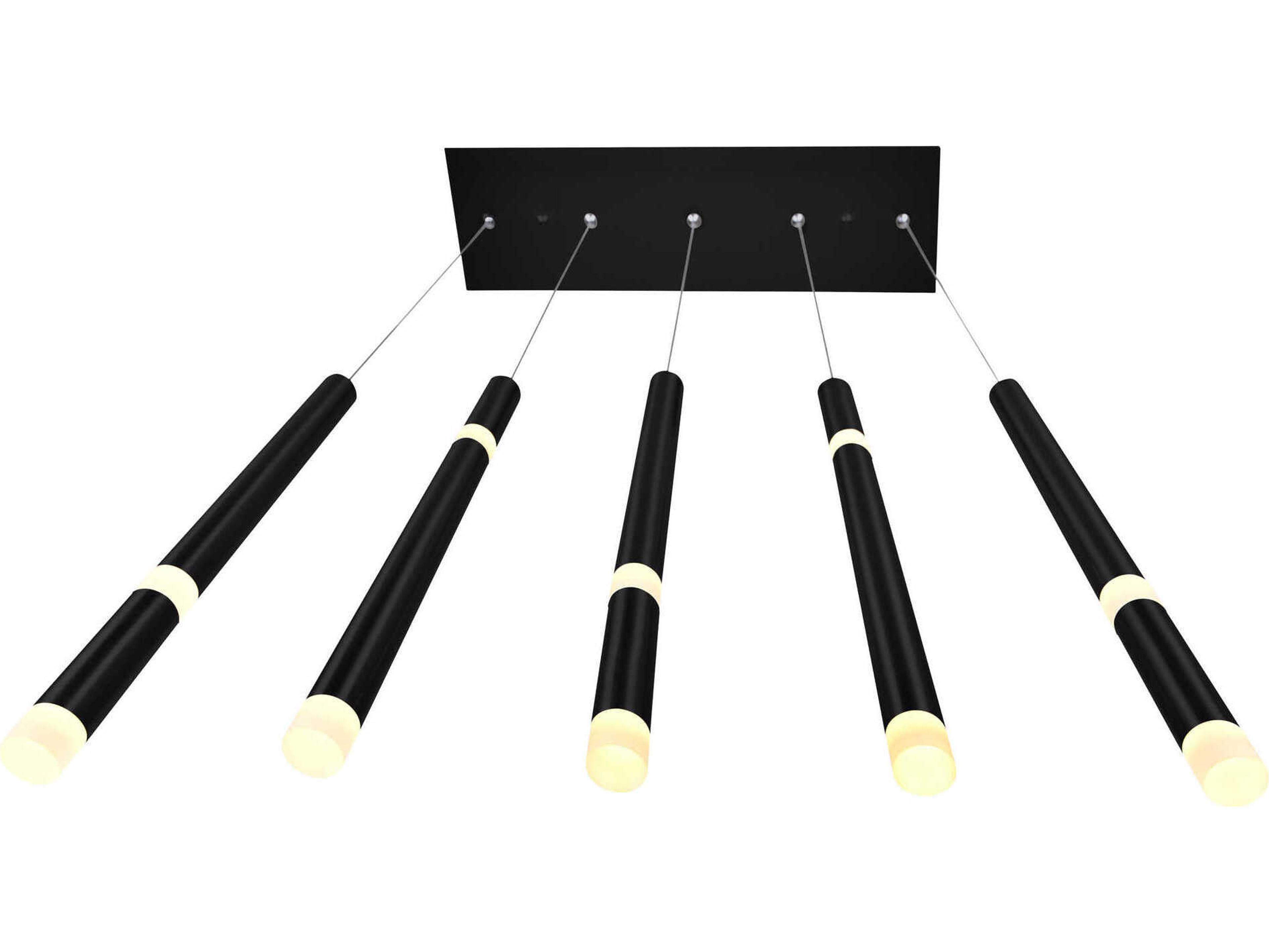 CWI Lighting Flute Black Linear Island Pendant