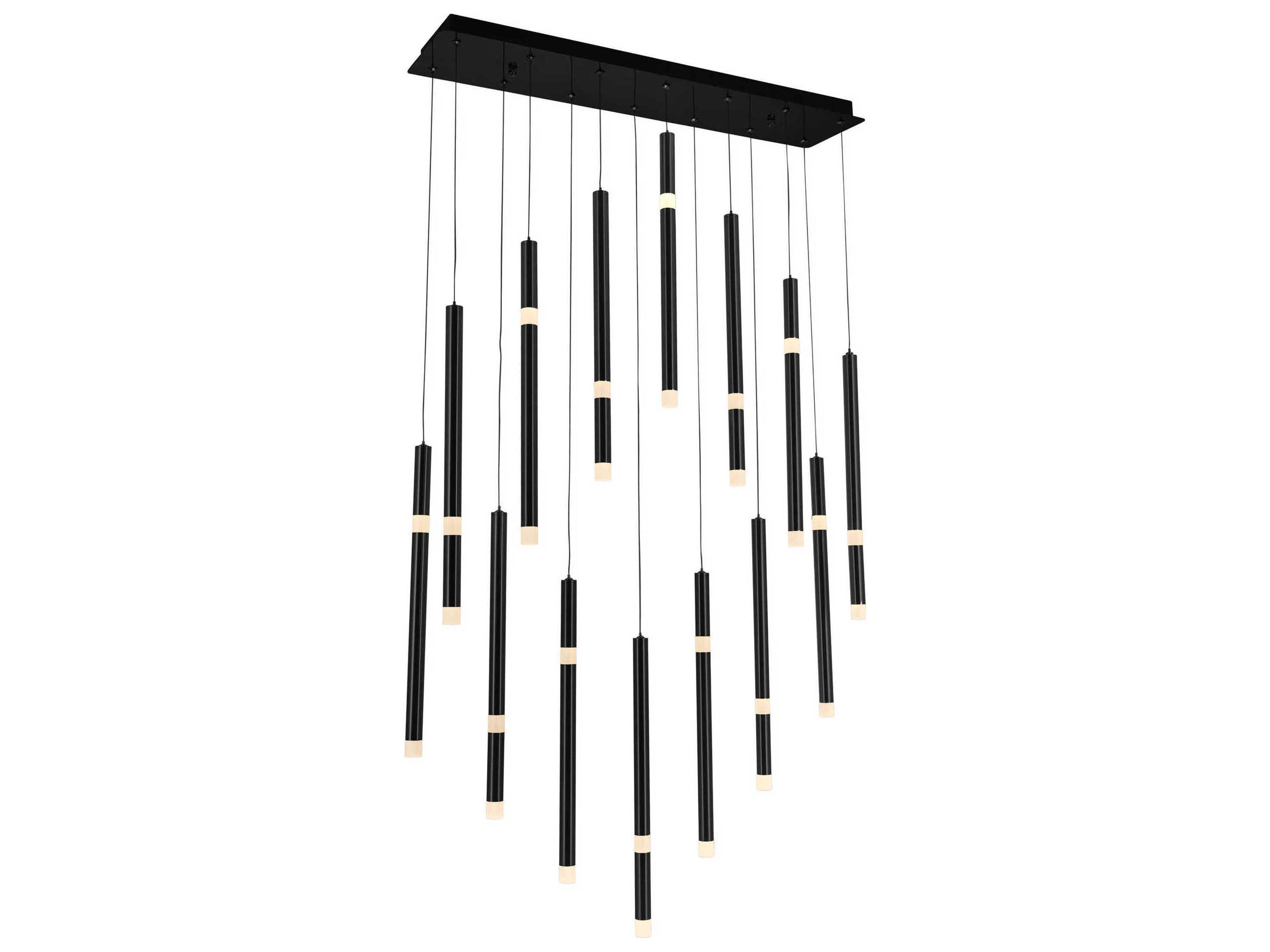 CWI Lighting Flute Black Linear Island Pendant