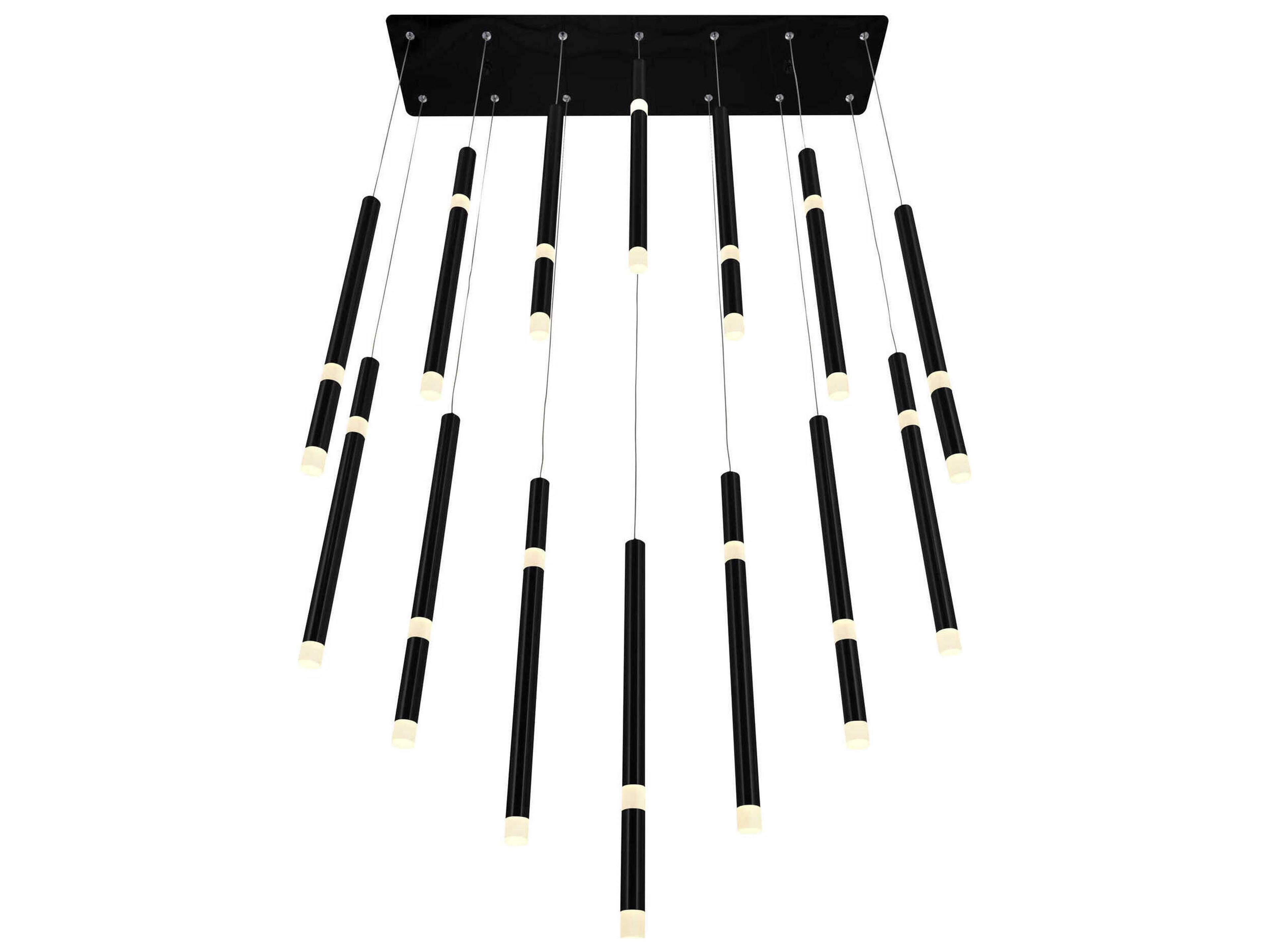 CWI Lighting Flute Black Linear Island Pendant