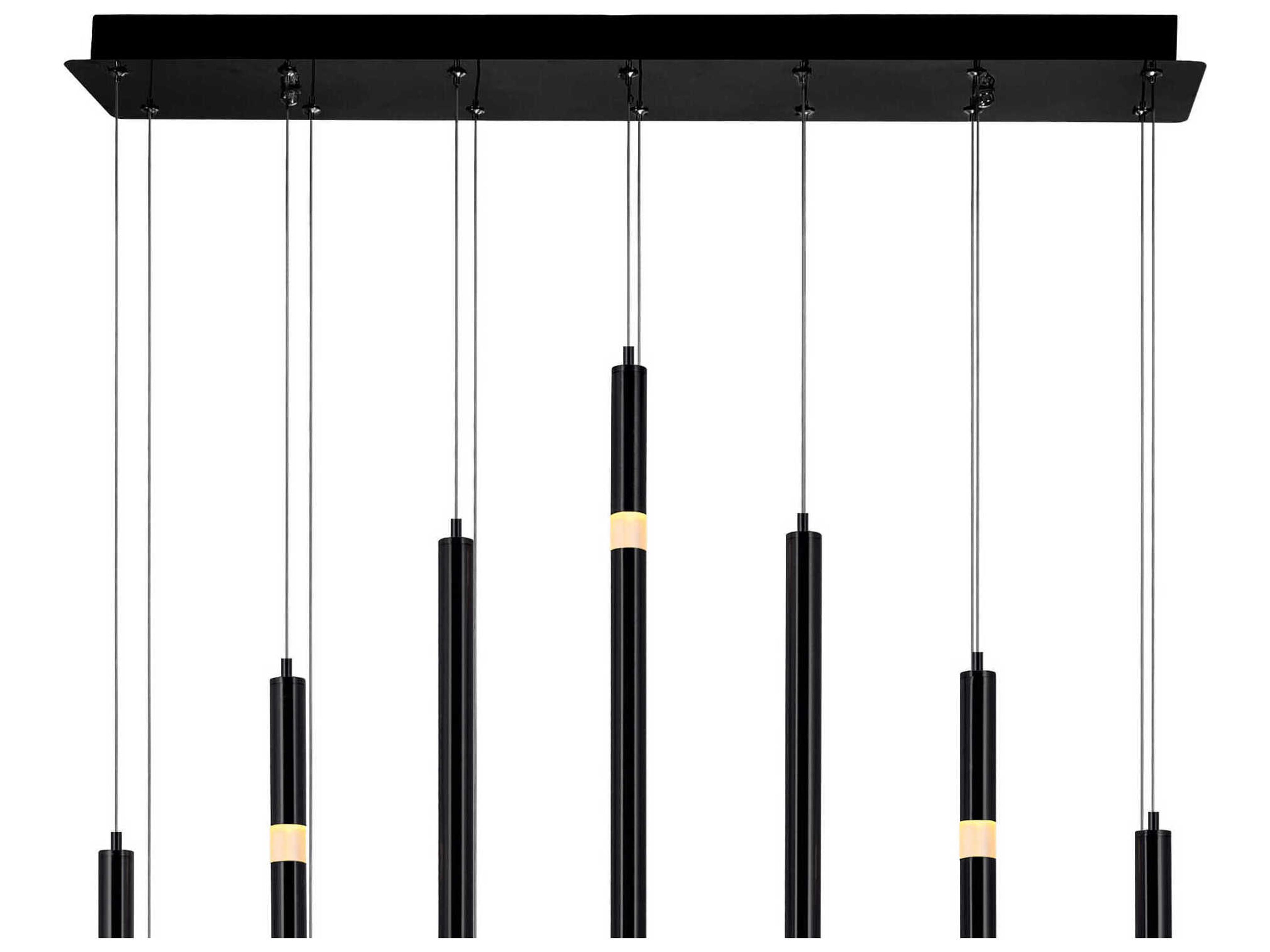 CWI Lighting Flute Black Linear Island Pendant