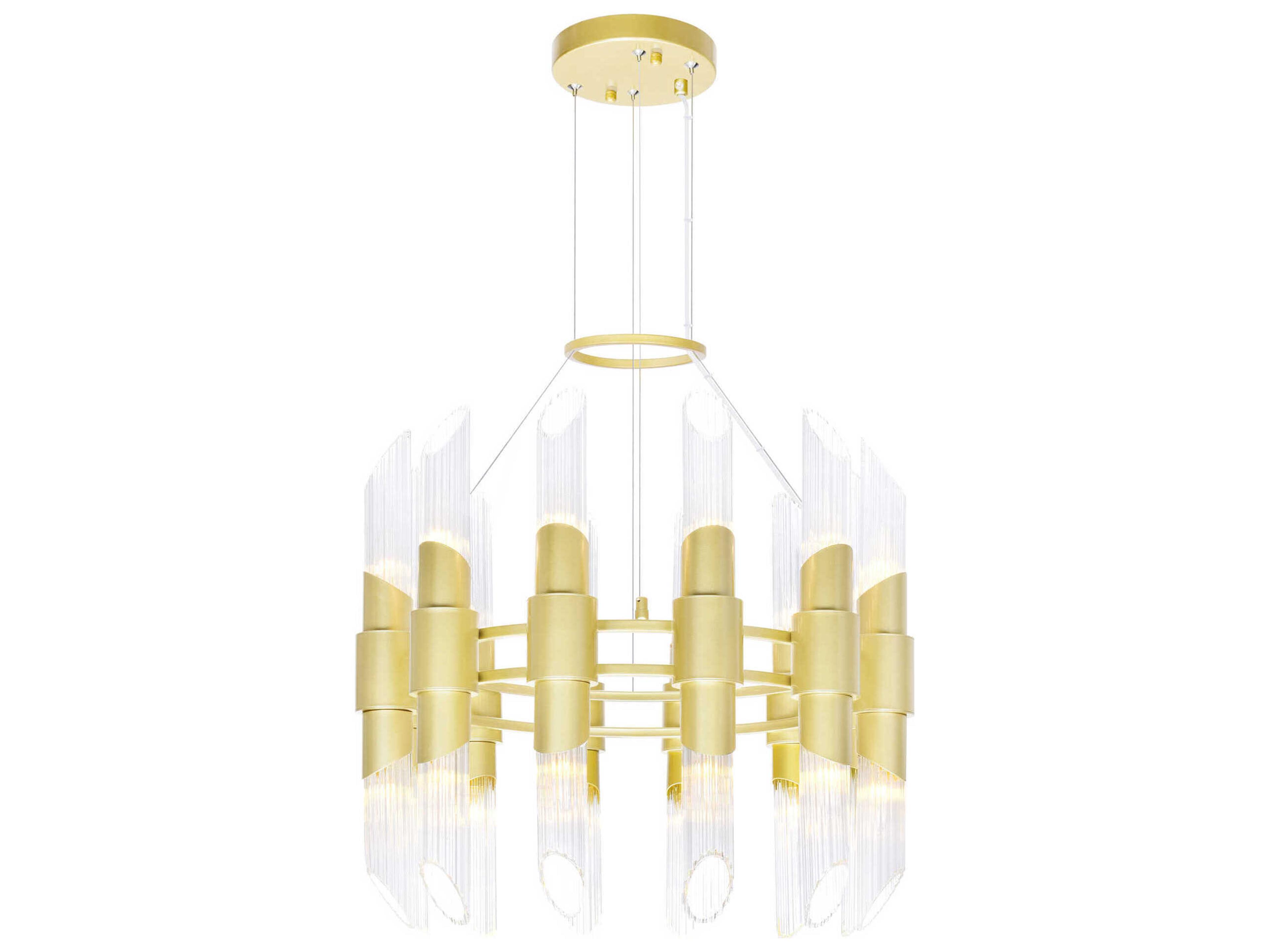 Croissant 24-Light Satin Gold Cylinder Chandelier