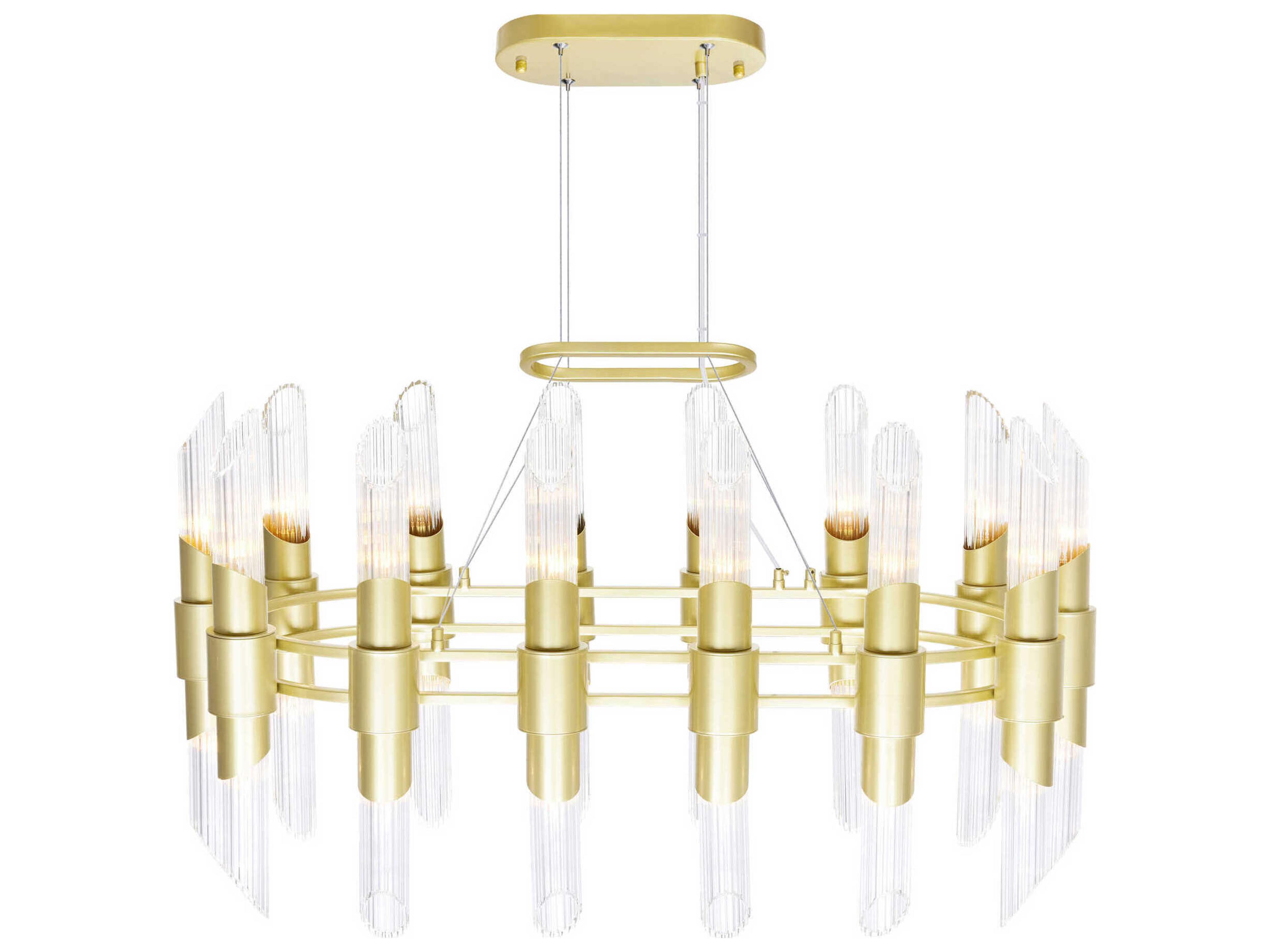 CWI Lighting Croissant 28-Light Satin Gold Cylinder Island Pendant