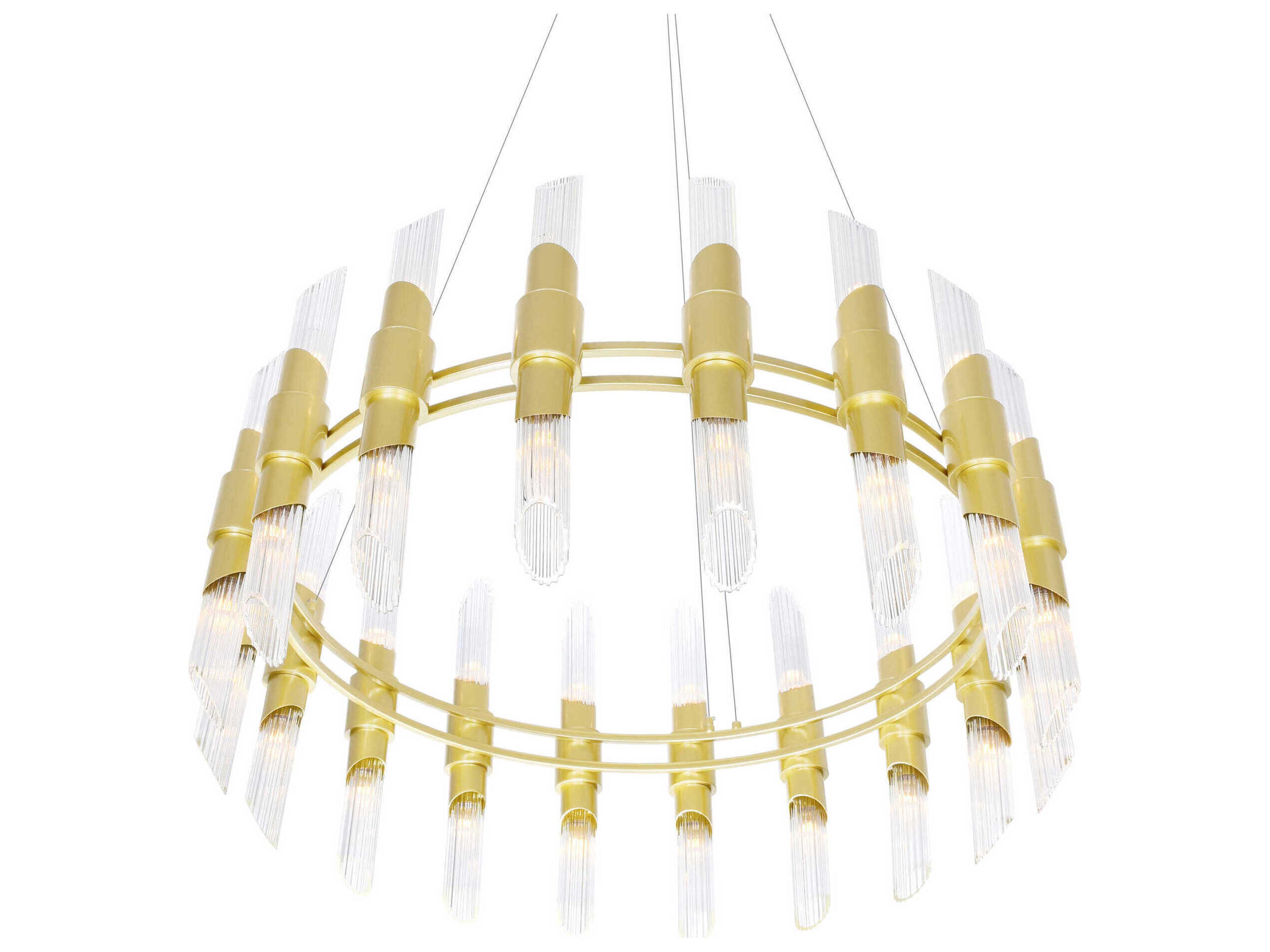 CWI Lighting Croissant 36-Light Satin Gold Cylinder Chandelier