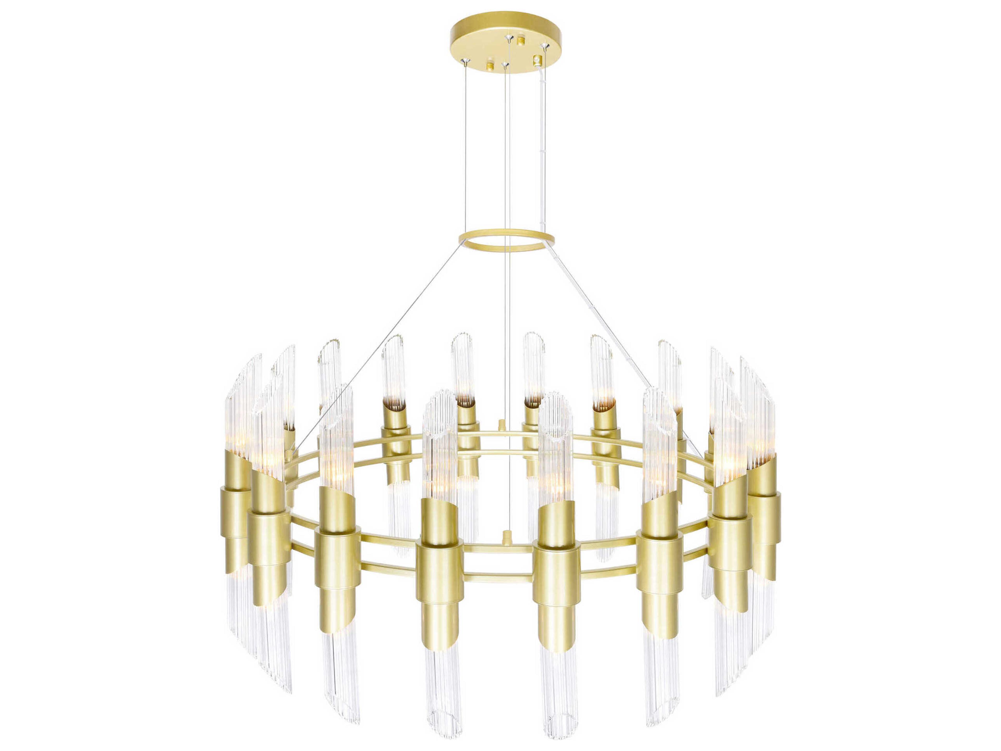 CWI Lighting Croissant 36-Light Satin Gold Cylinder Chandelier