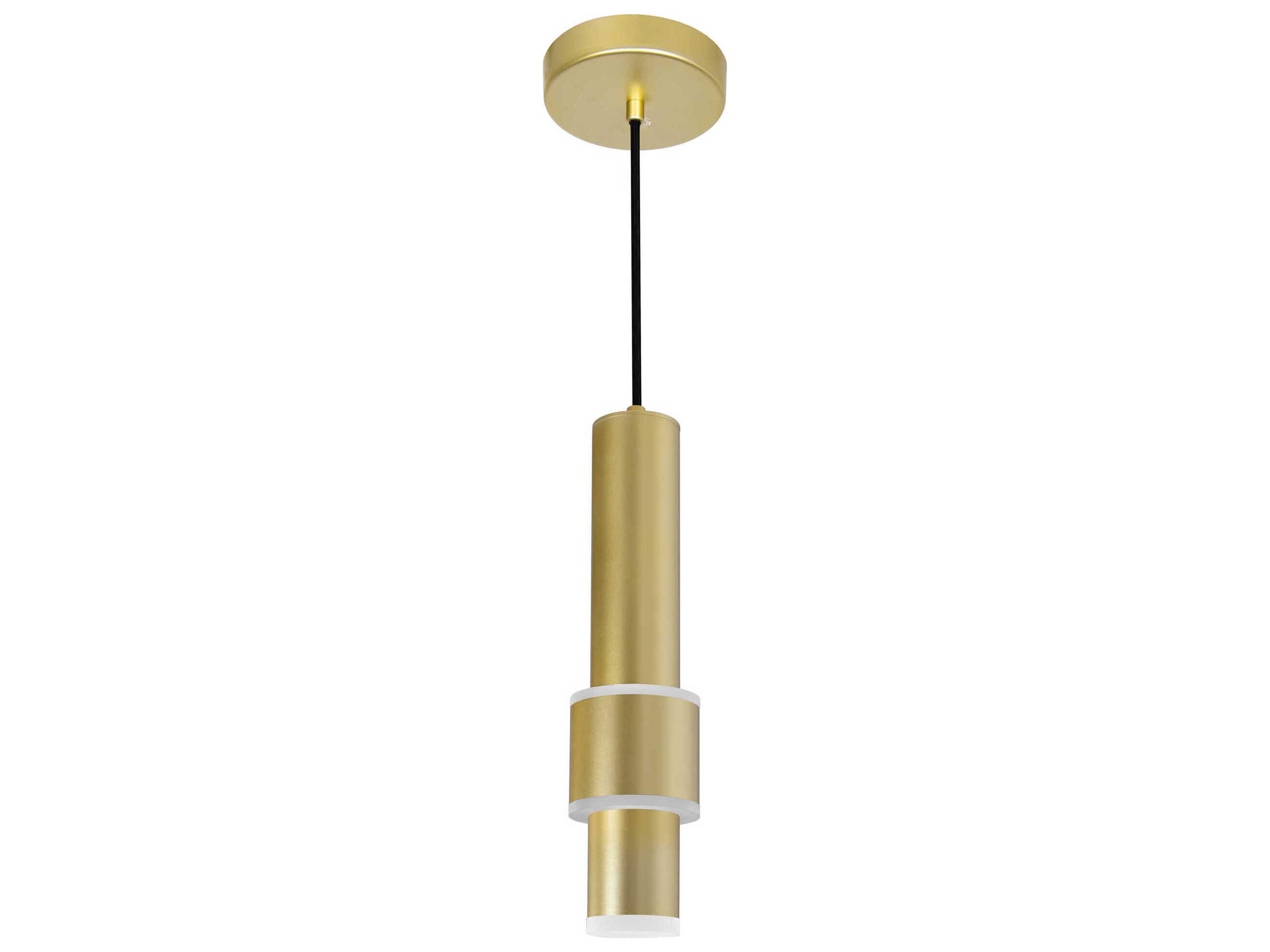 CWI Lighting Lena Satin Gold Cylinder Mini Pendant