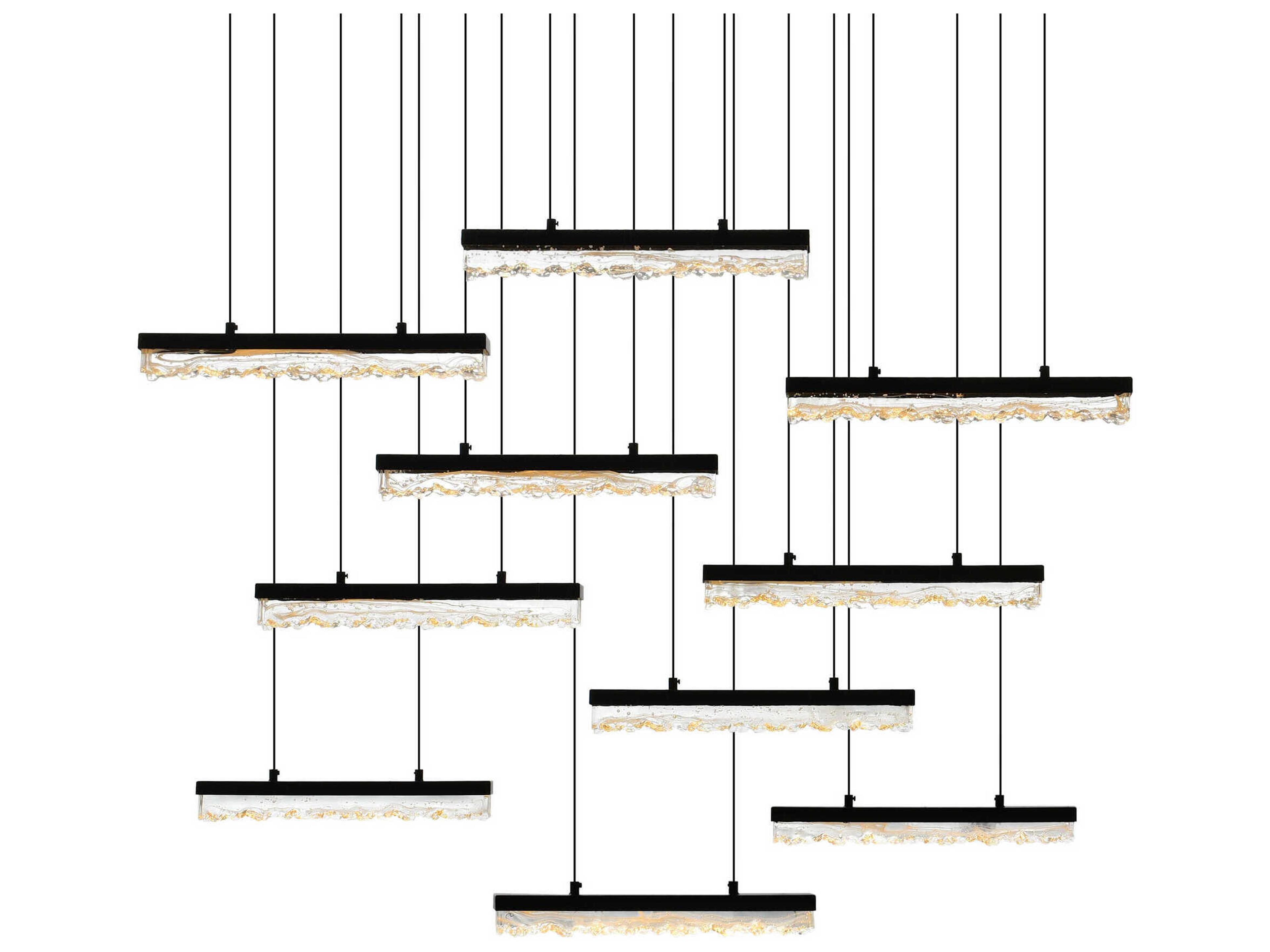 CWI Lighting Stagger Black Linear Island Pendant