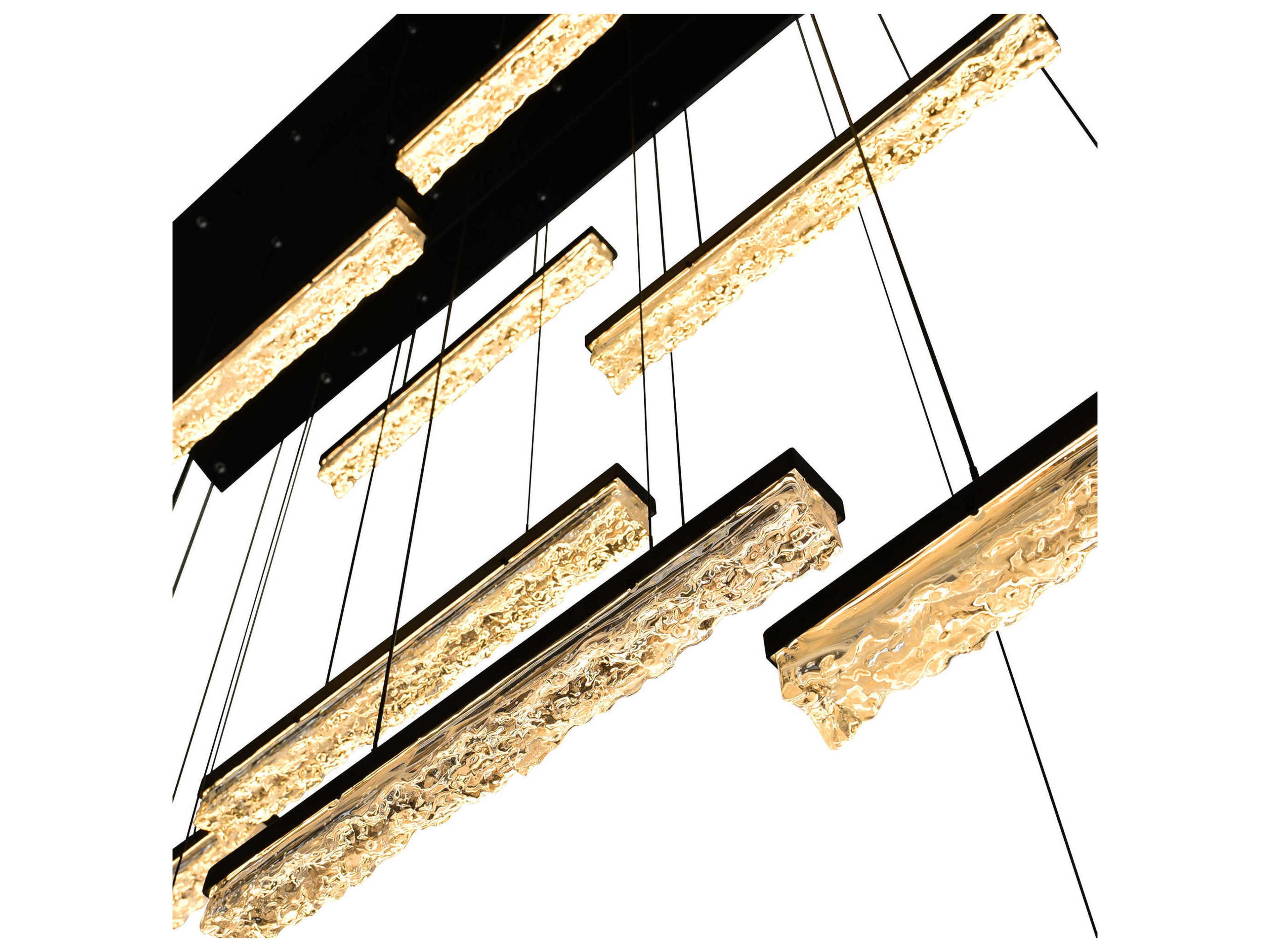 CWI Lighting Stagger Black Linear Island Pendant