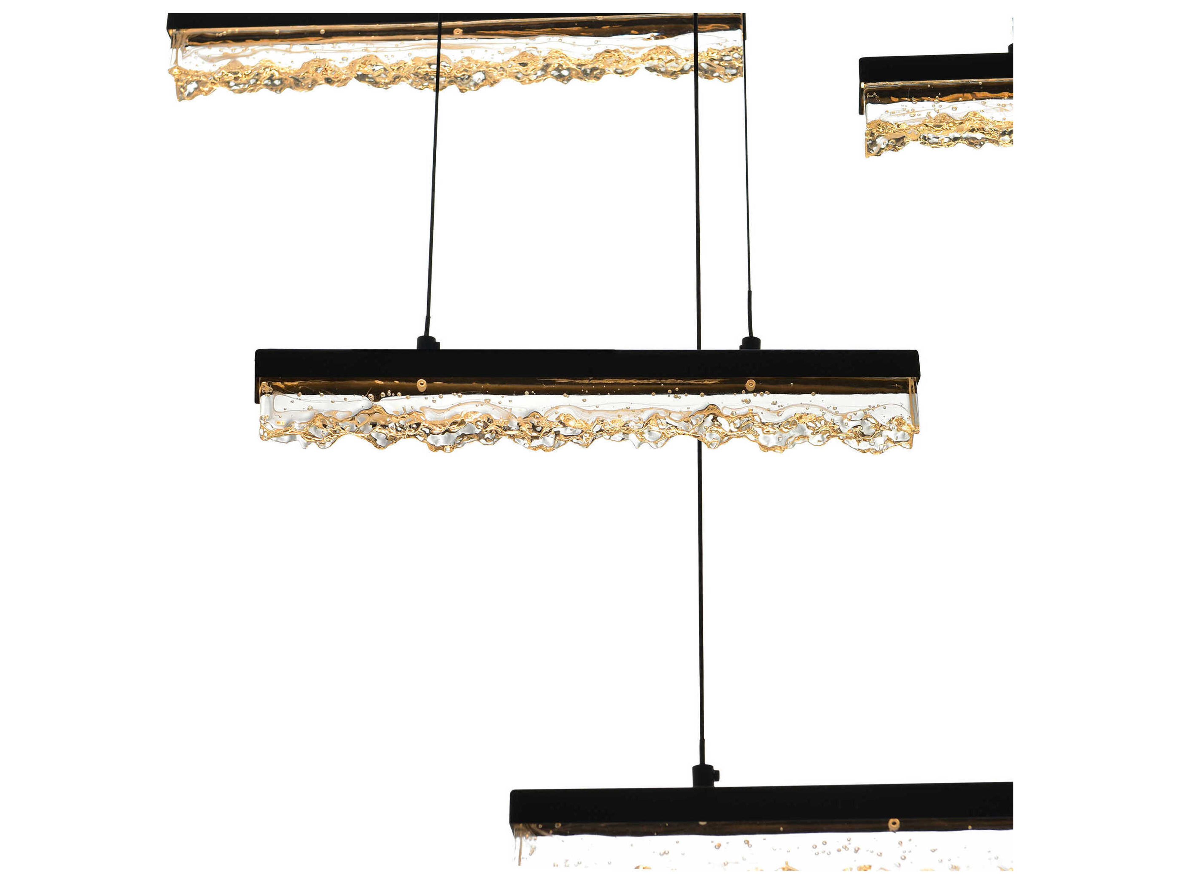 CWI Lighting Stagger Black Linear Island Pendant