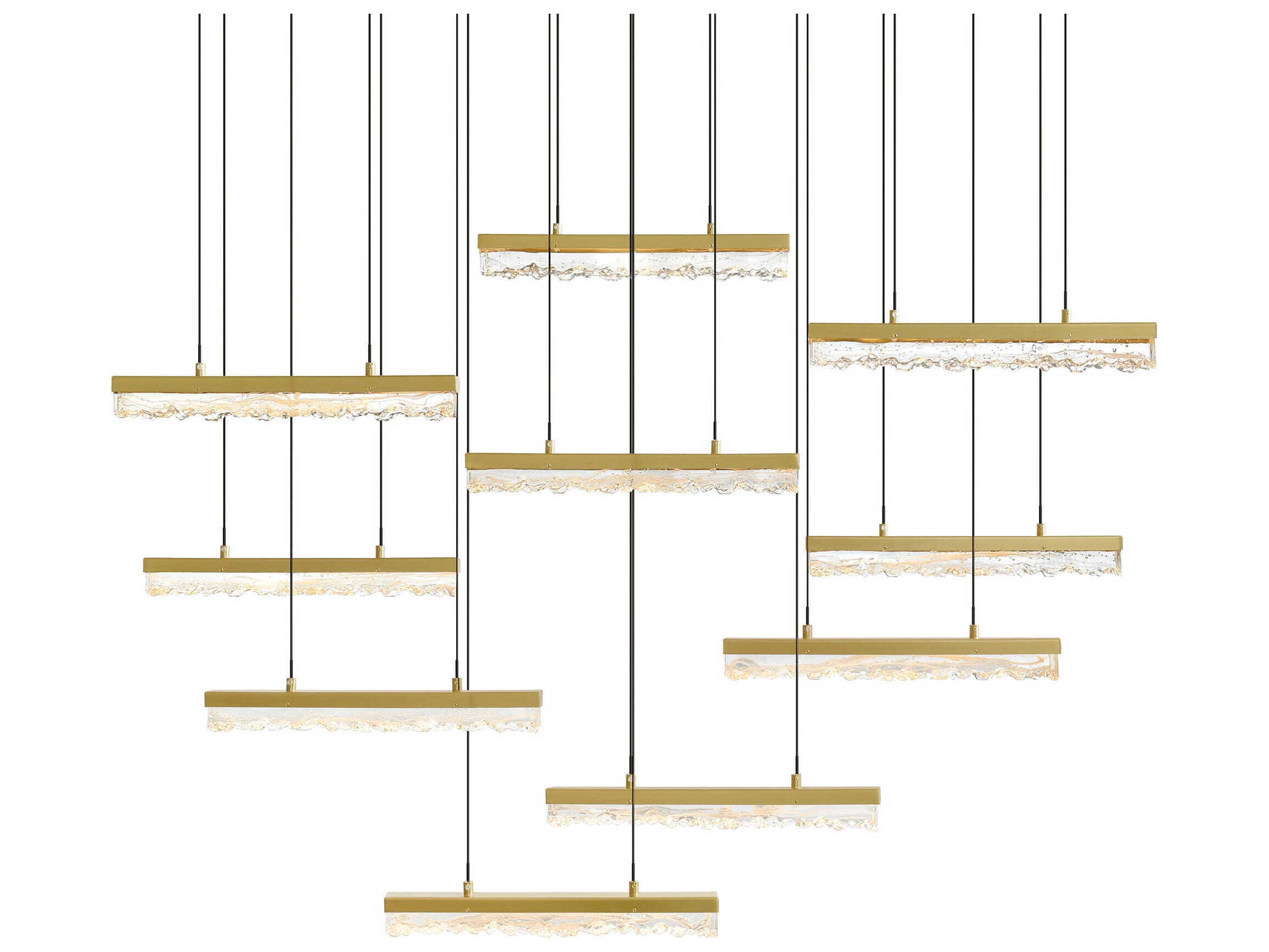 CWI Lighting Stagger Brass Linear Island Pendant