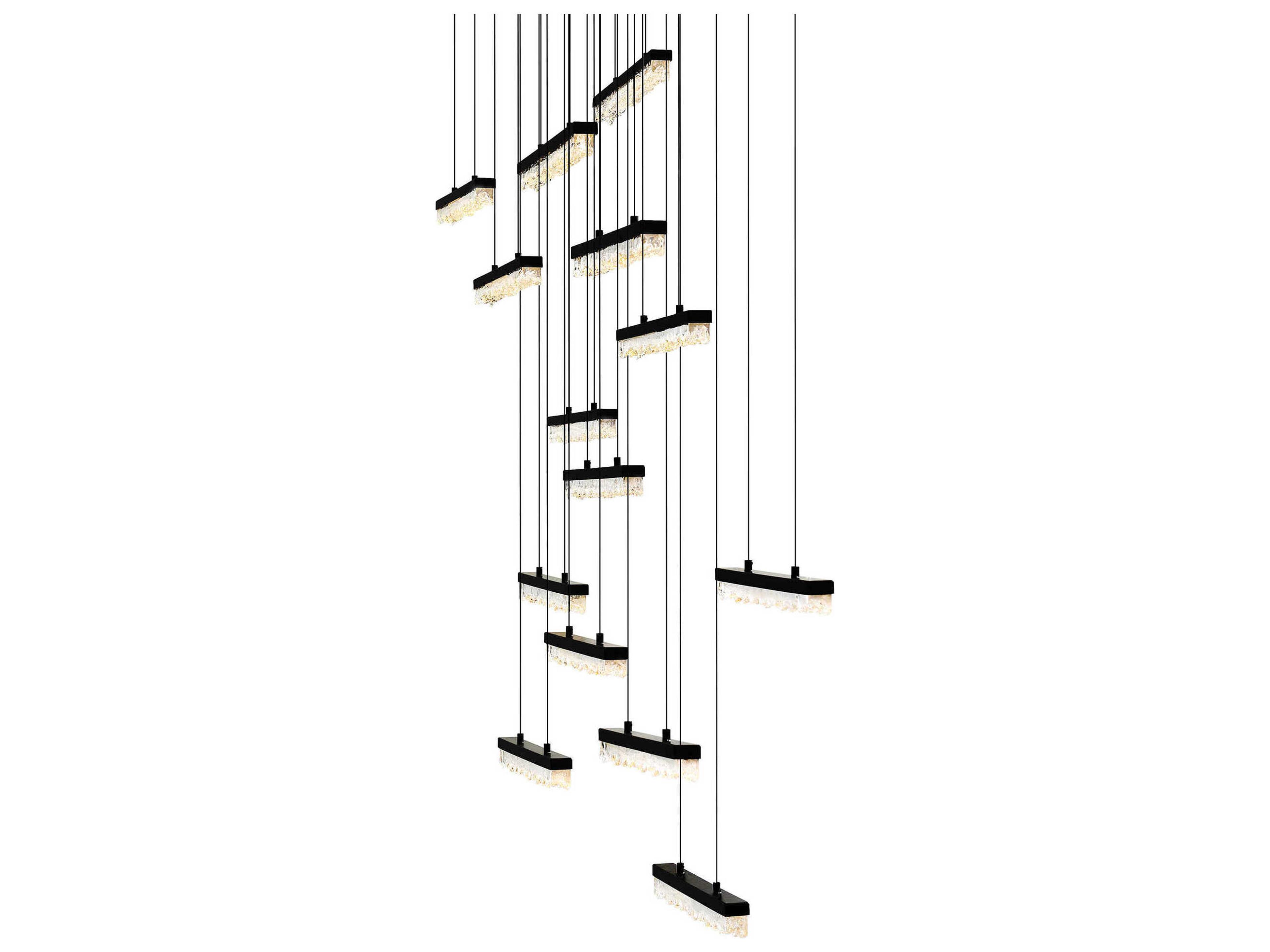 CWI Lighting Stagger Black Linear Island Pendant
