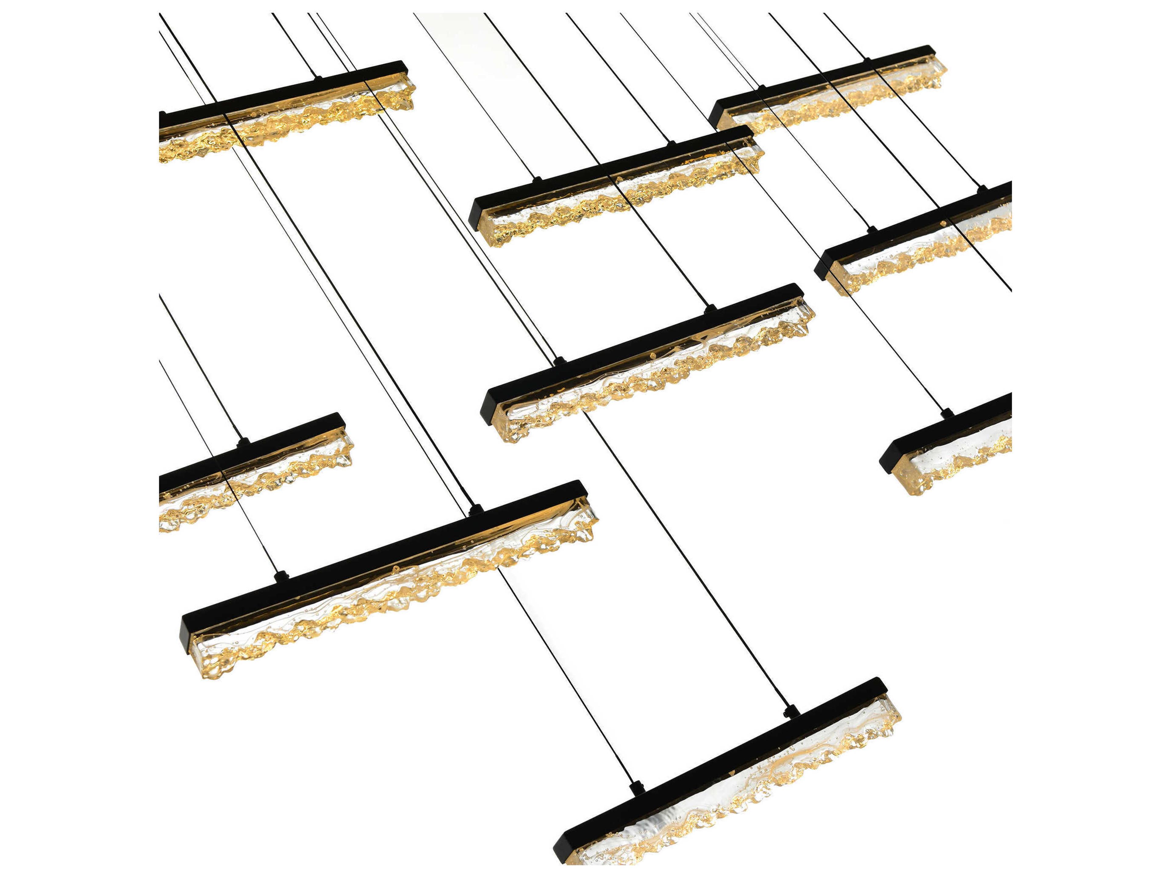 CWI Lighting Stagger Black Linear Island Pendant