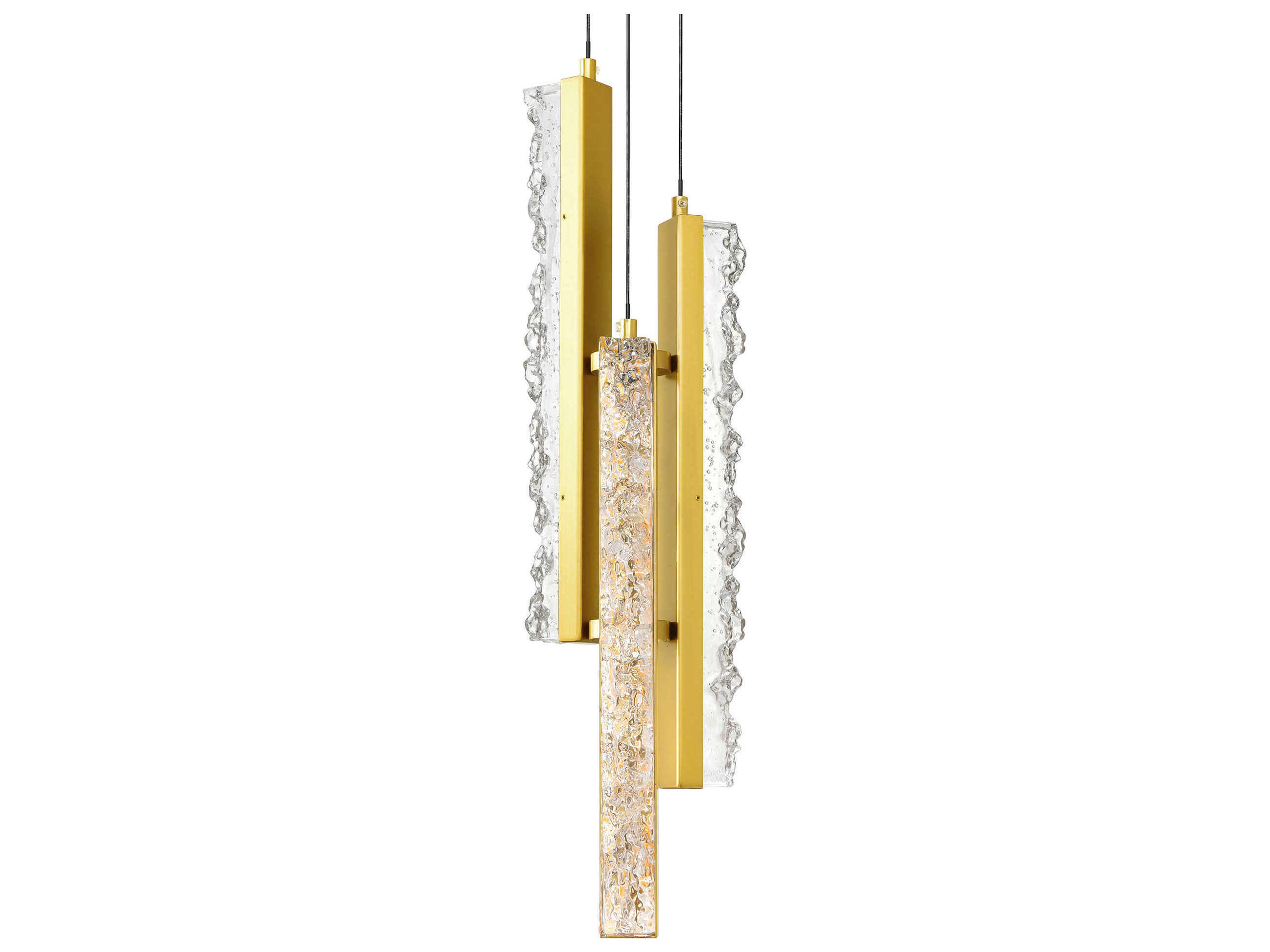 CWI Lighting Stagger Brass Linear Mini Pendant