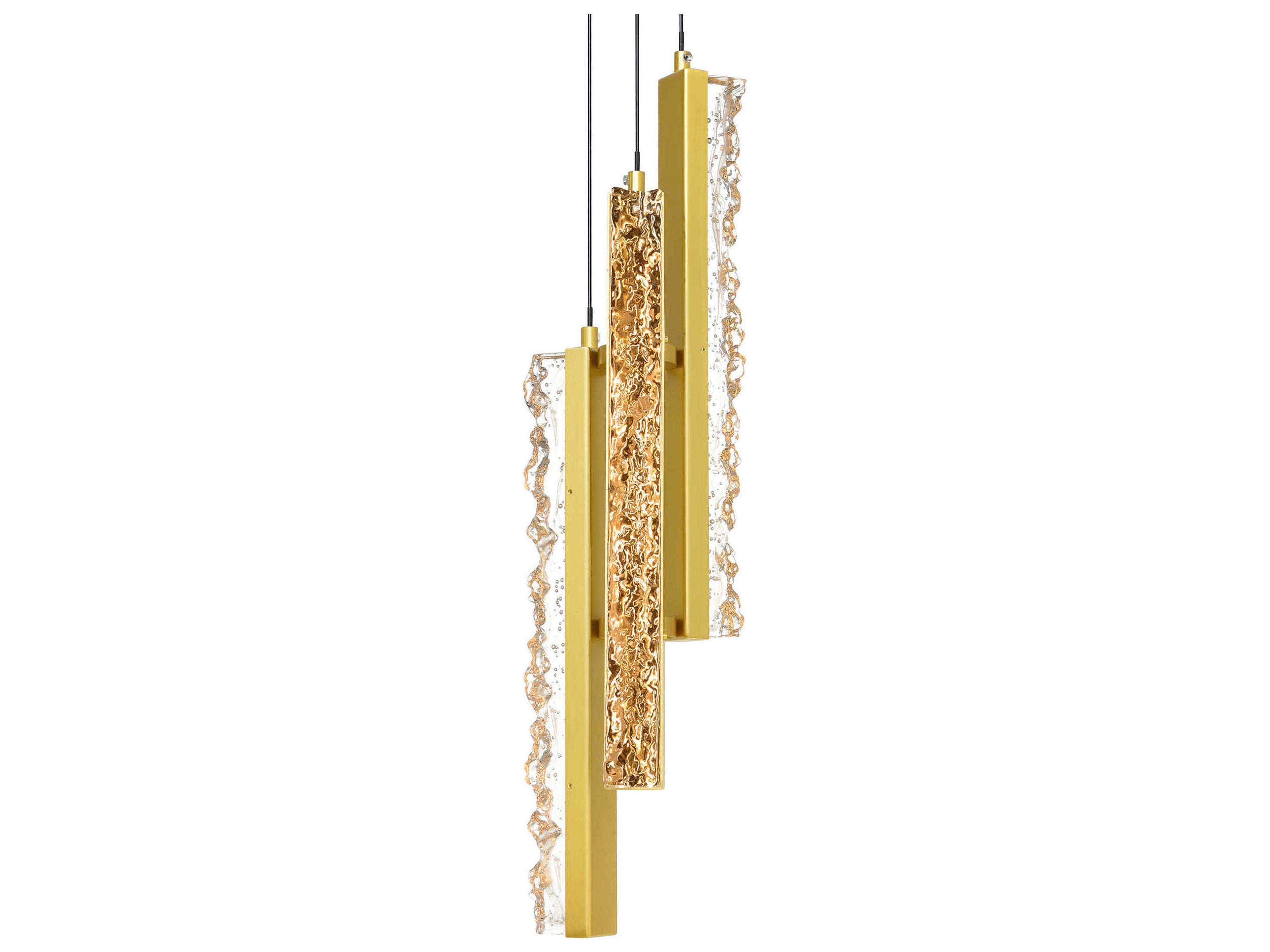 CWI Lighting Stagger Brass Linear Mini Pendant