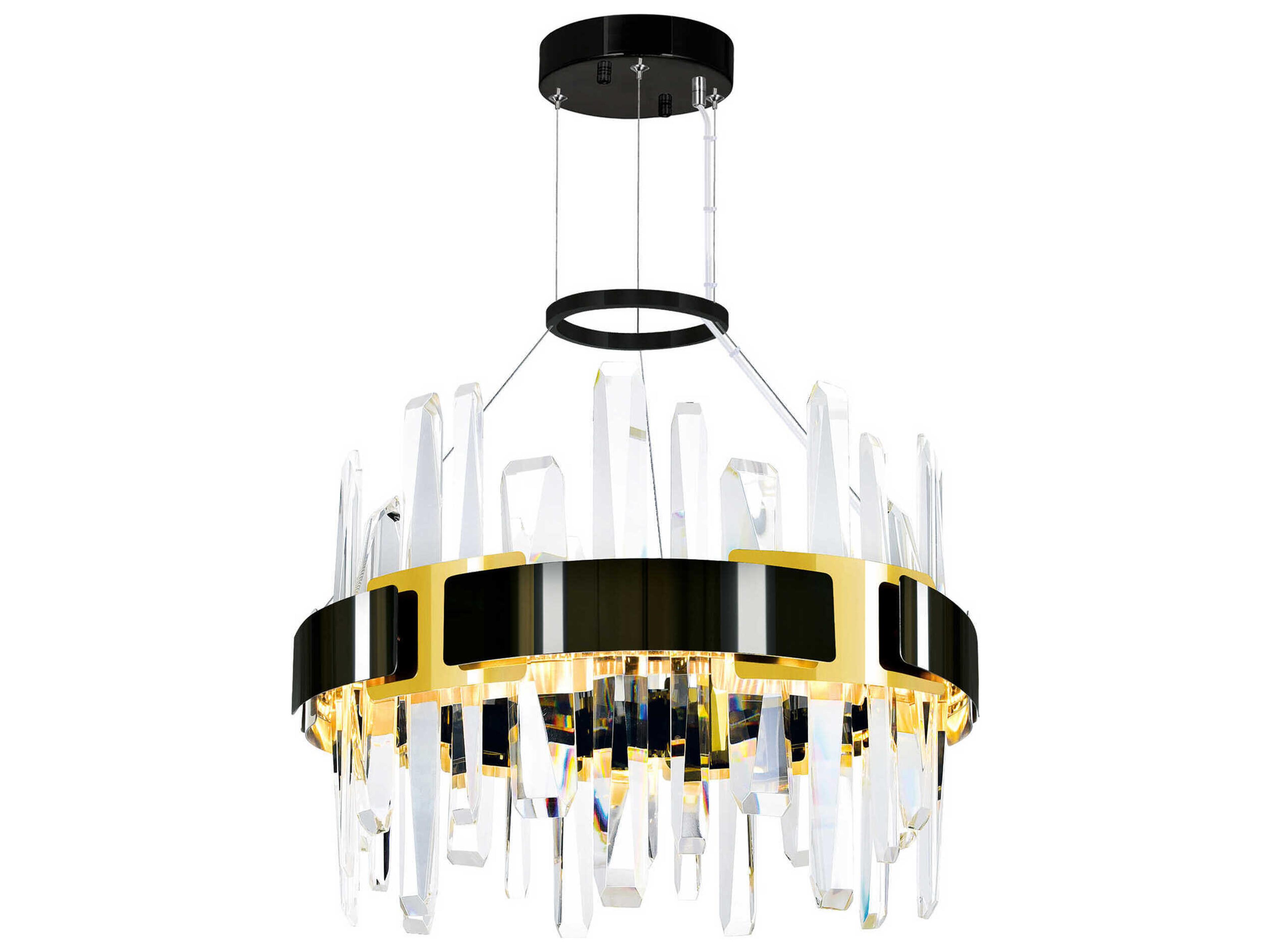 Aya Pearl Black Titanium Gold Round Chandelier