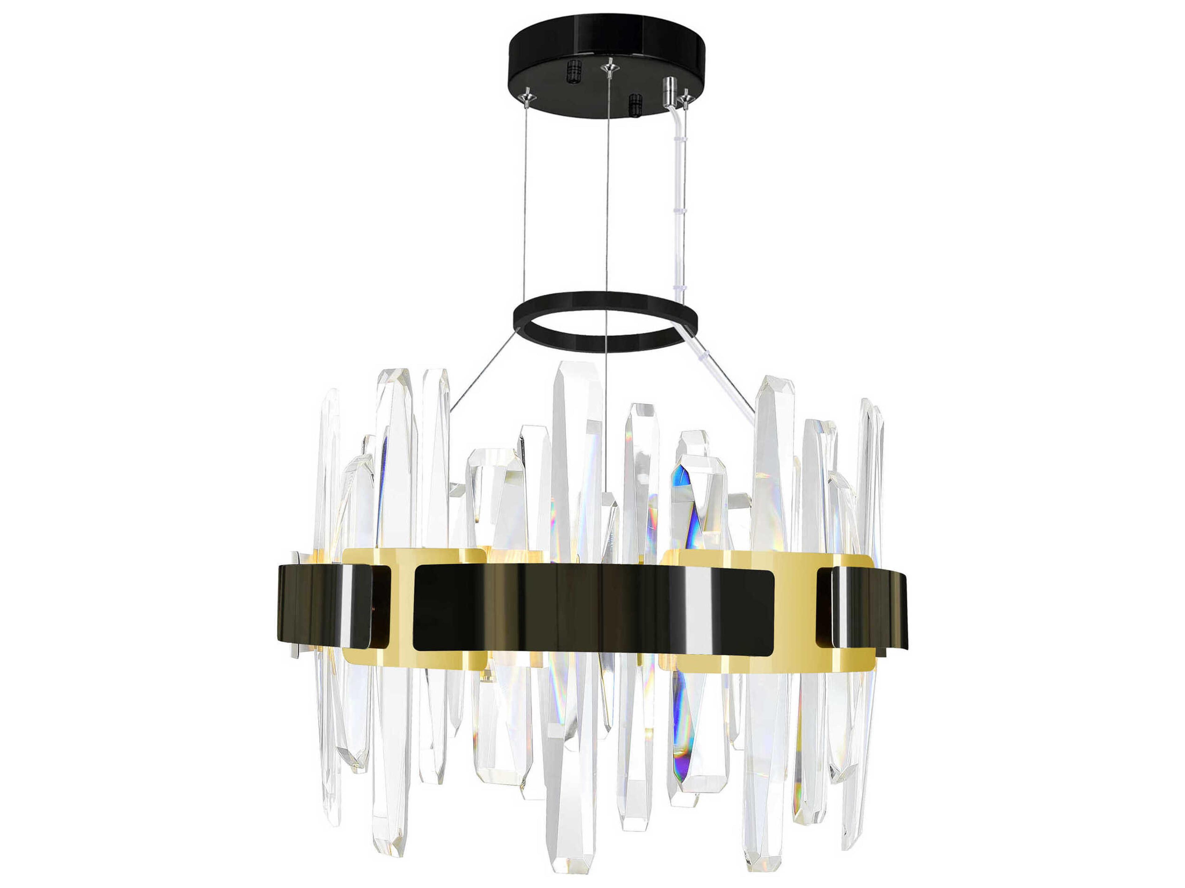 CWI Lighting Aya Pearl Black Titanium Gold Round Chandelier