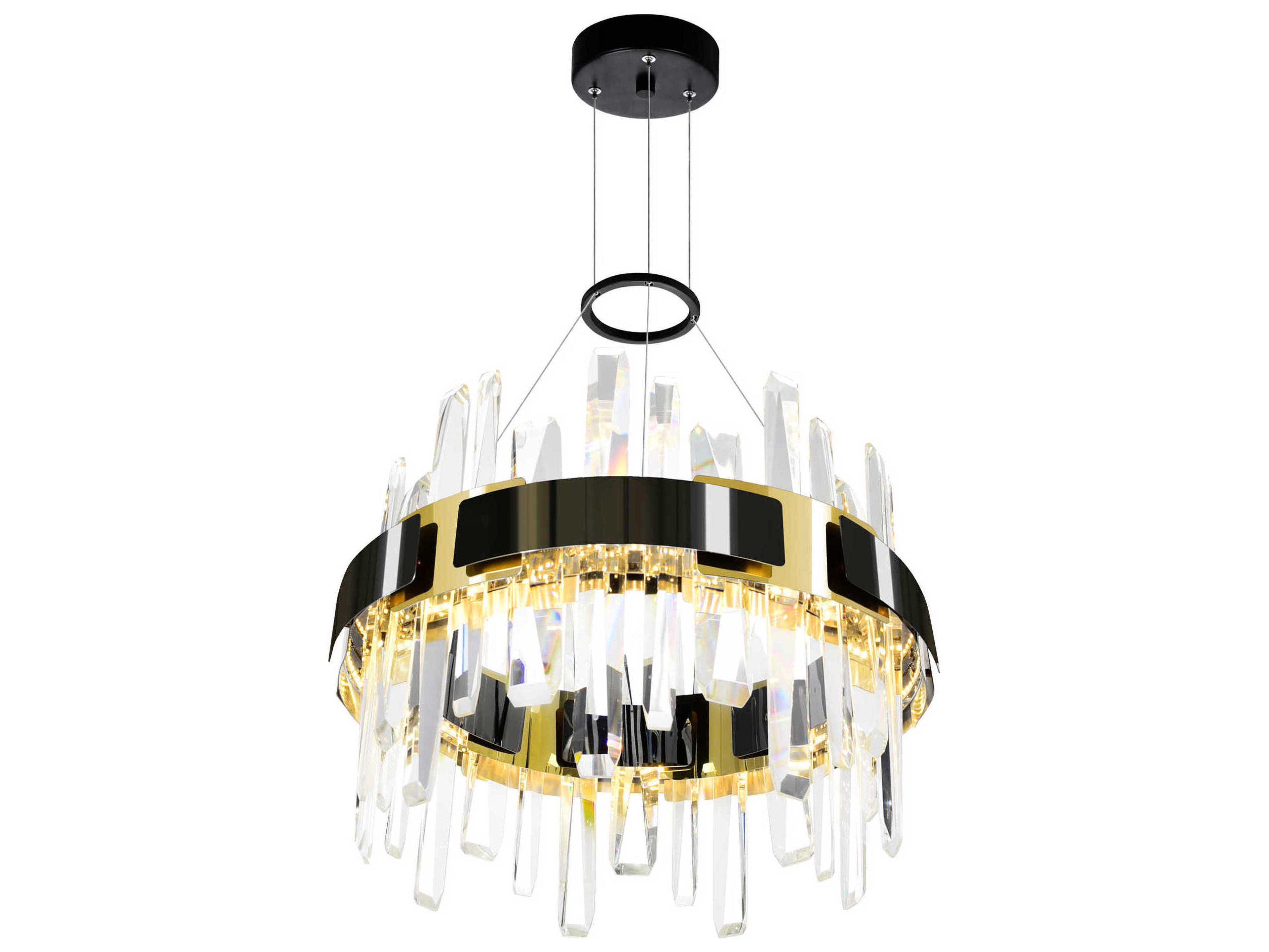 CWI Lighting Aya Pearl Black Titanium Gold Round Chandelier