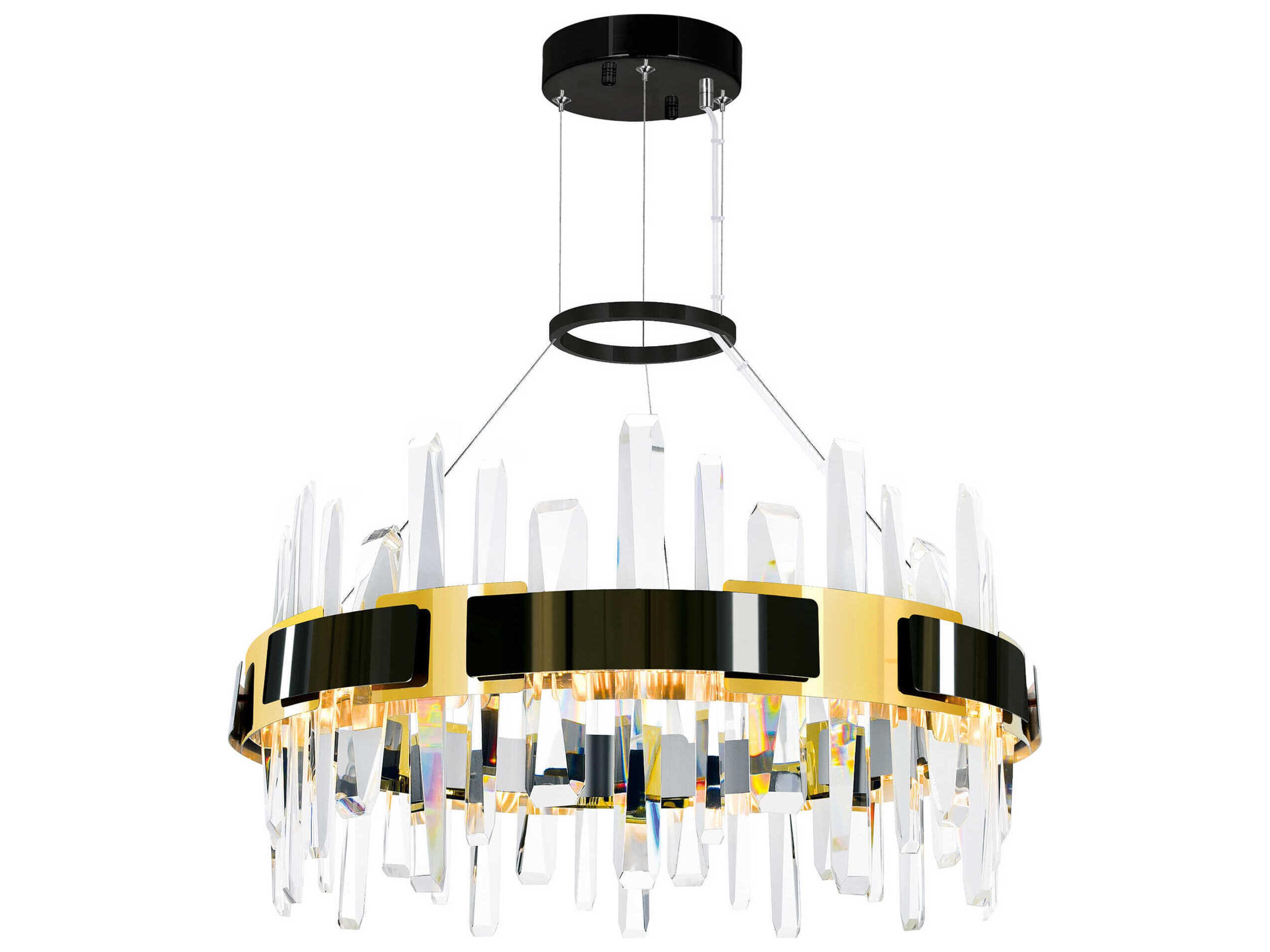 CWI Lighting Aya Pearl Black Titanium Gold Round Chandelier