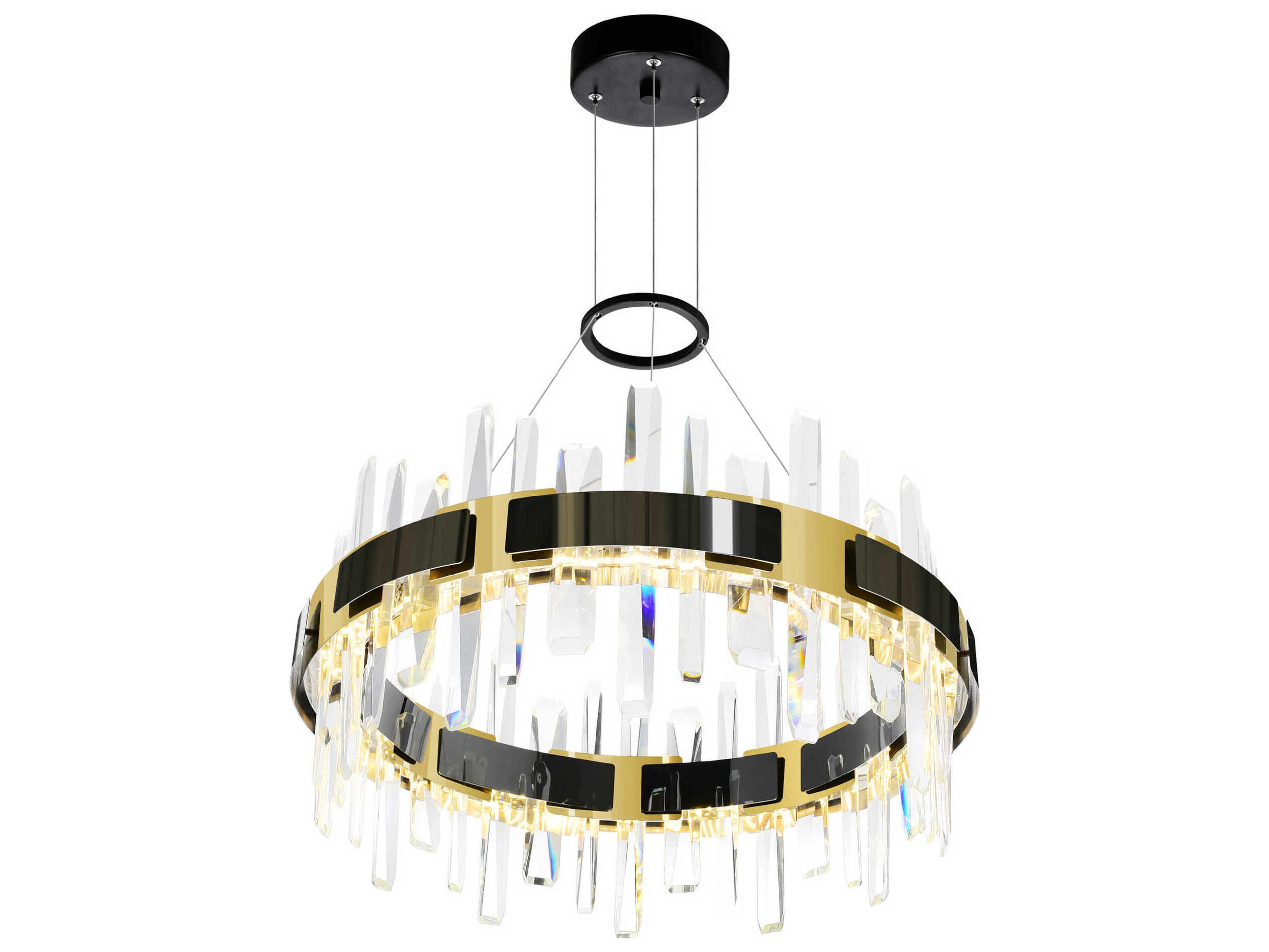 CWI Lighting Aya Pearl Black Titanium Gold Round Chandelier