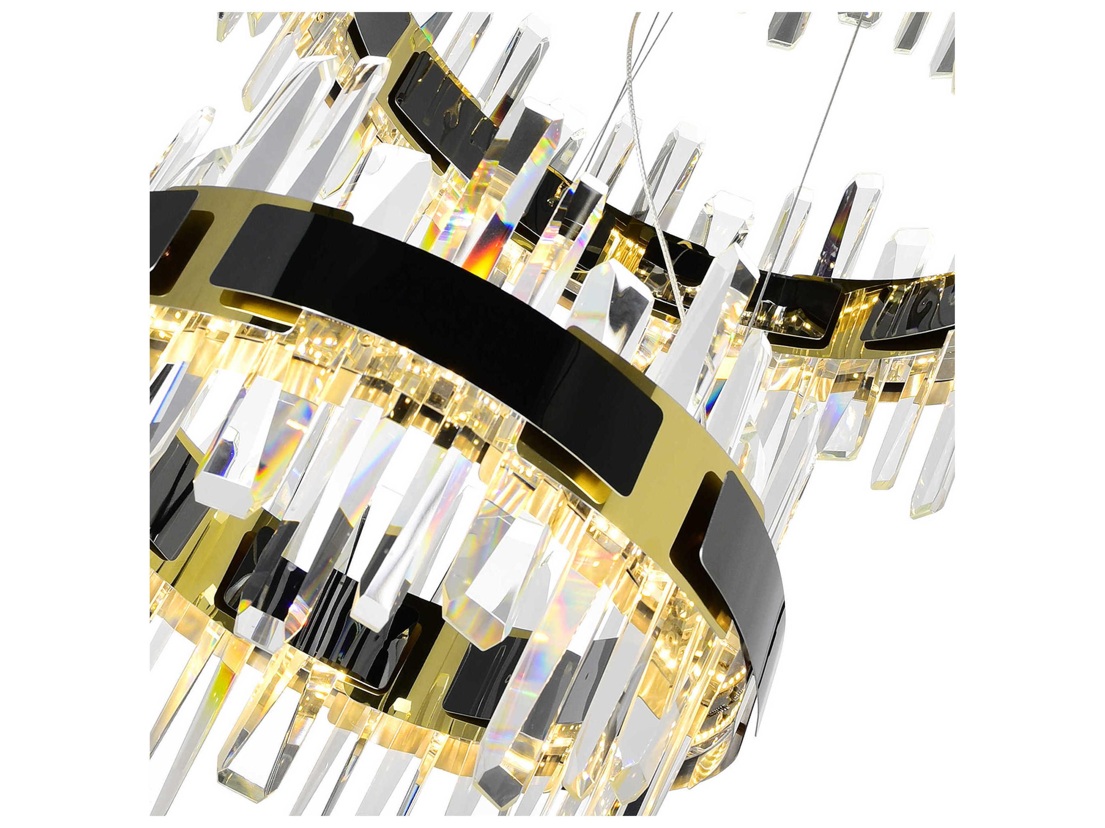 CWI Lighting Aya Pearl Black Titanium Gold Round Tiered Chandelier