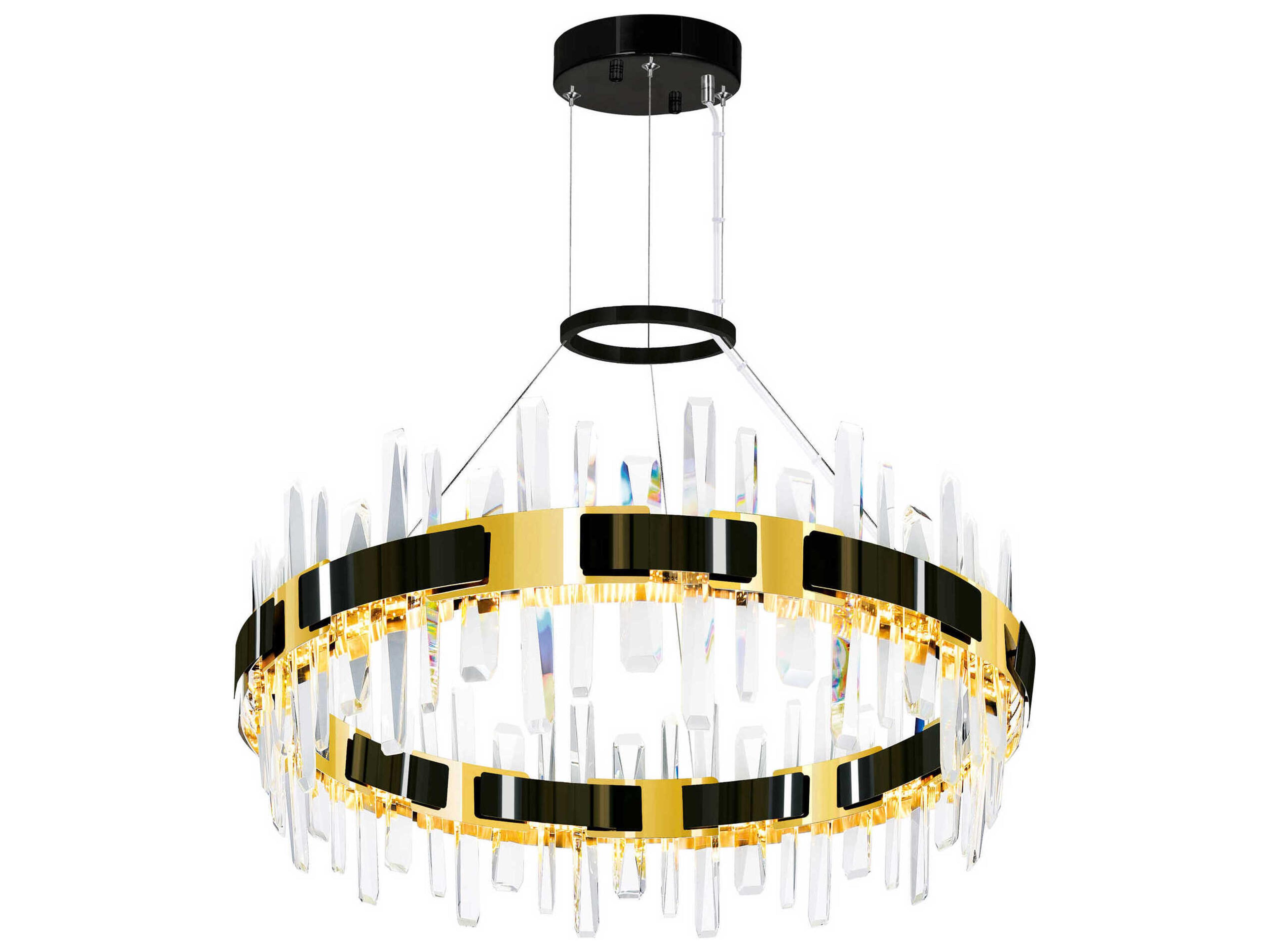 Aya Pearl Black Titanium Gold Round Chandelier