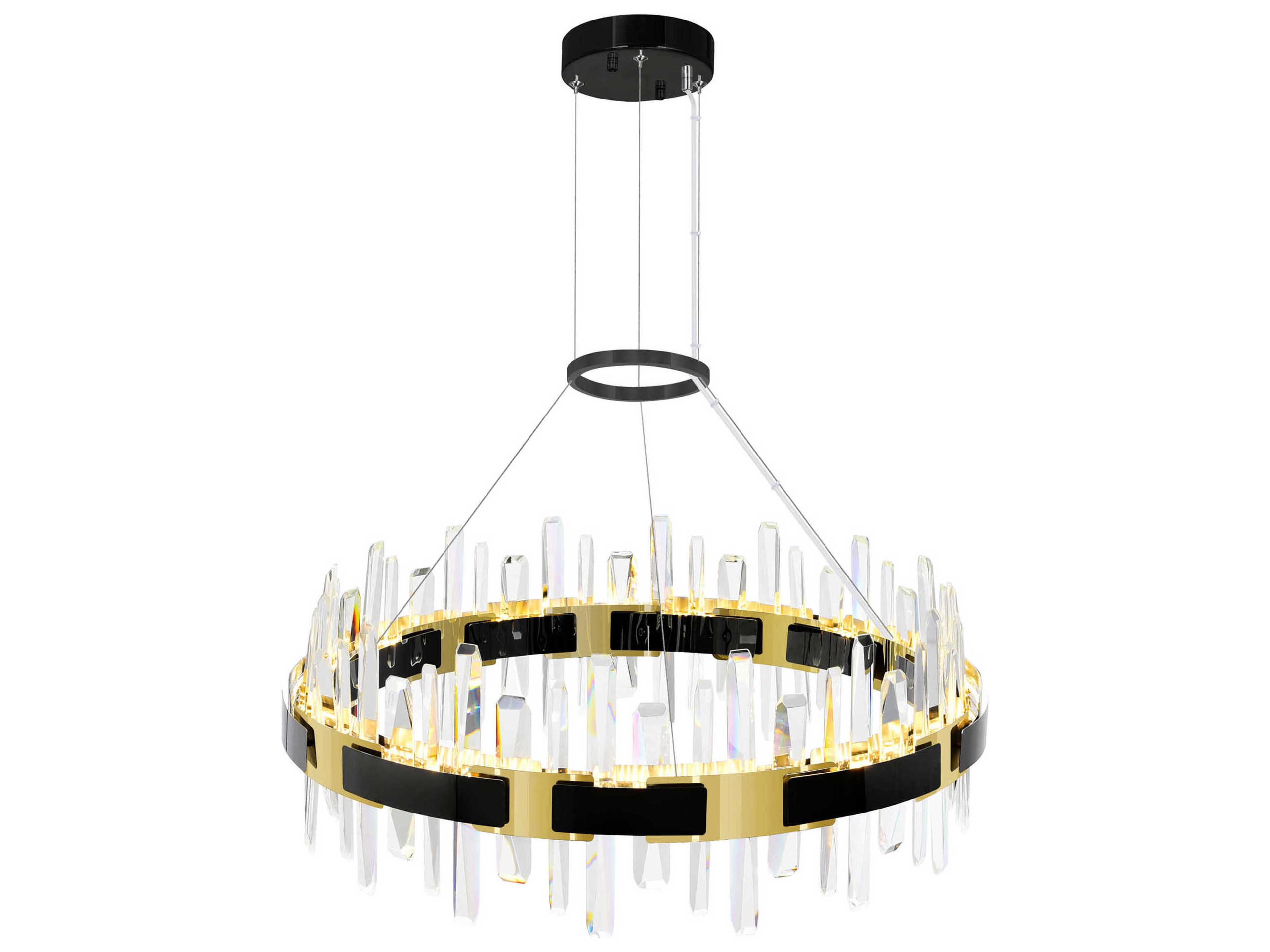 CWI Lighting Aya Pearl Black Titanium Gold Round Chandelier