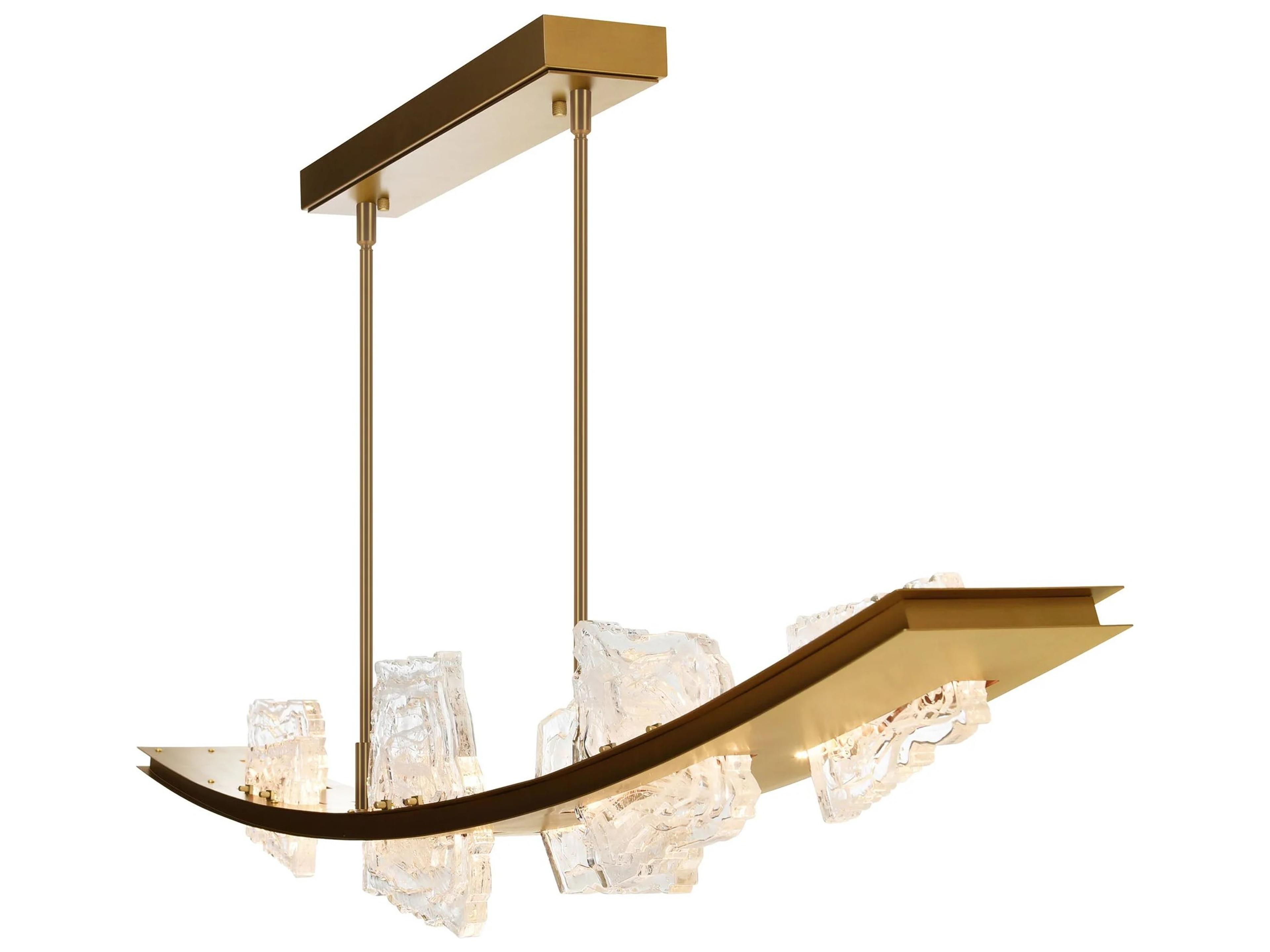 CWI Lighting Arcus Brass LED Linear Island Pendant