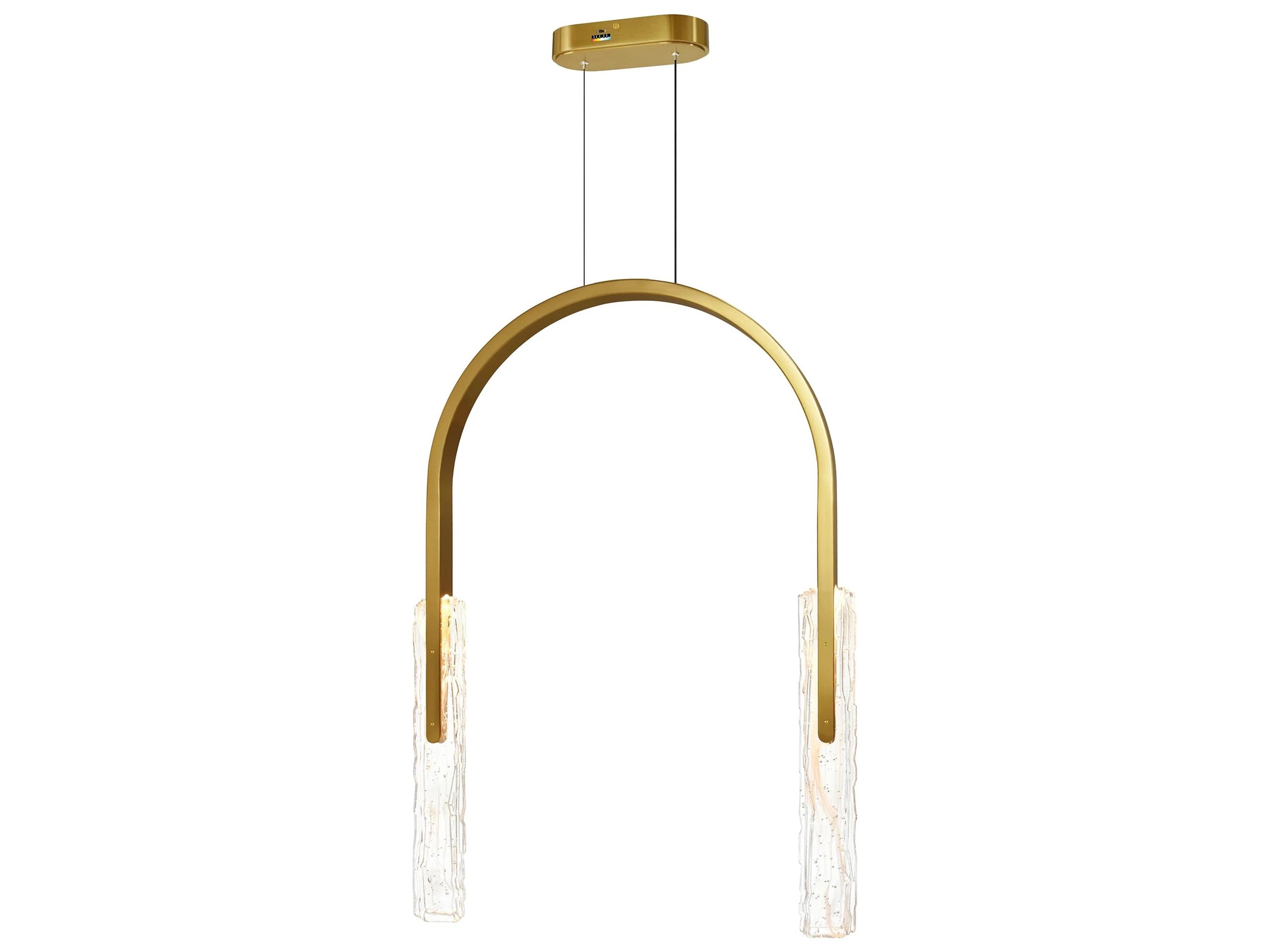 Curva Brass Gold LED Geometric Linear Chandelier