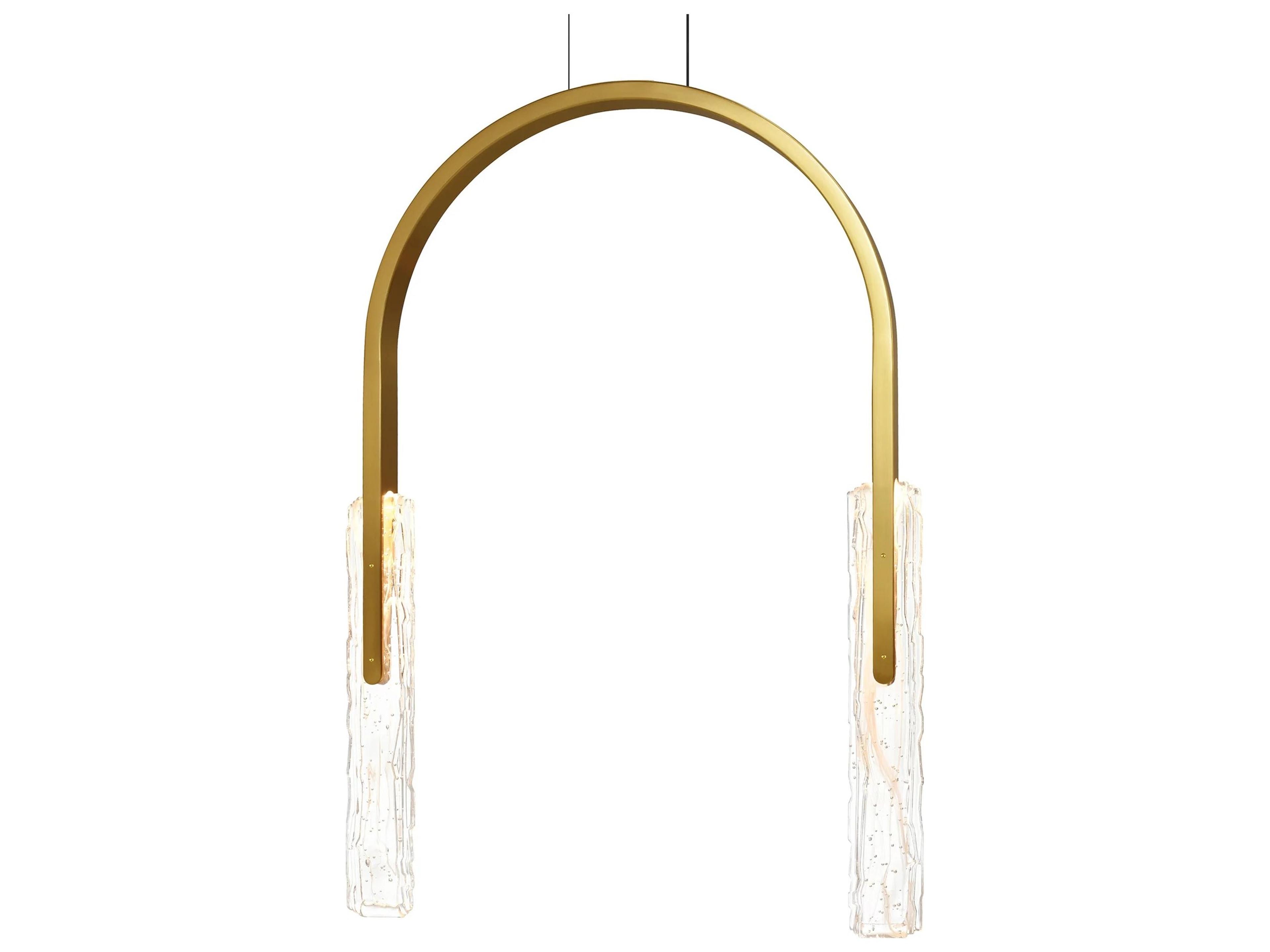 CWI Lighting Curva Brass Gold LED Geometric Linear Chandelier