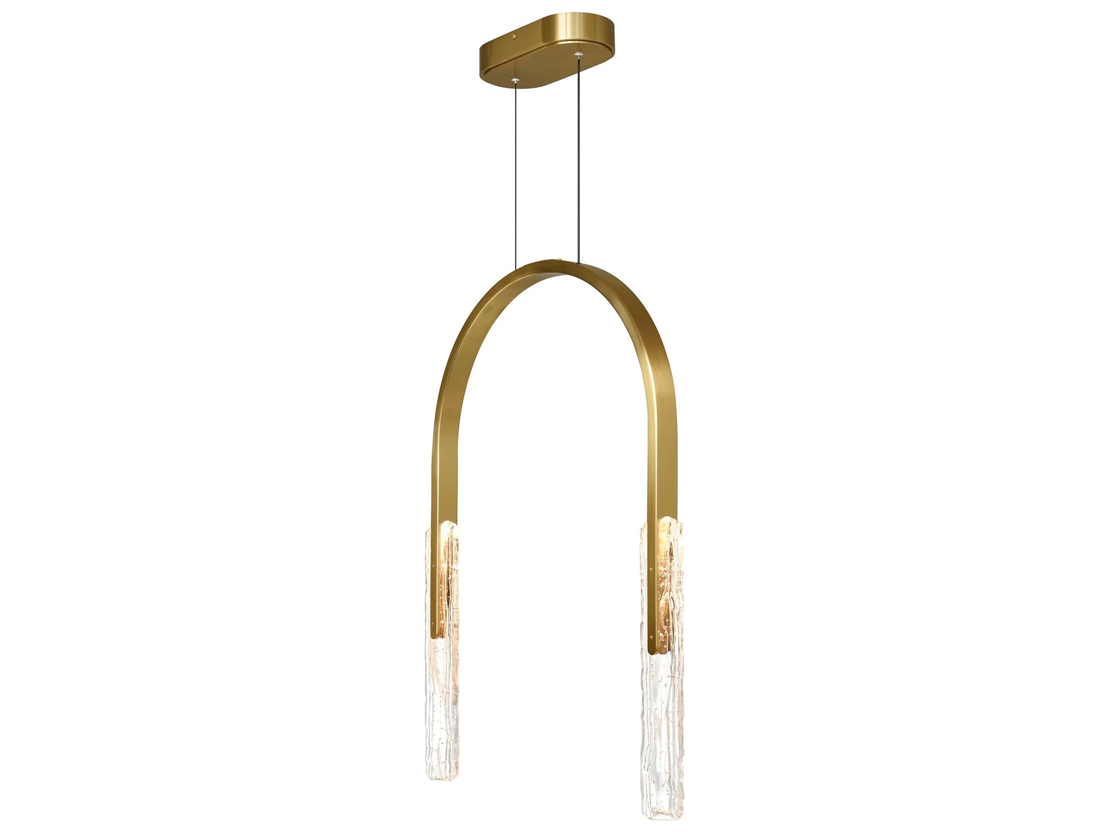 CWI Lighting Curva Brass Gold LED Geometric Linear Chandelier