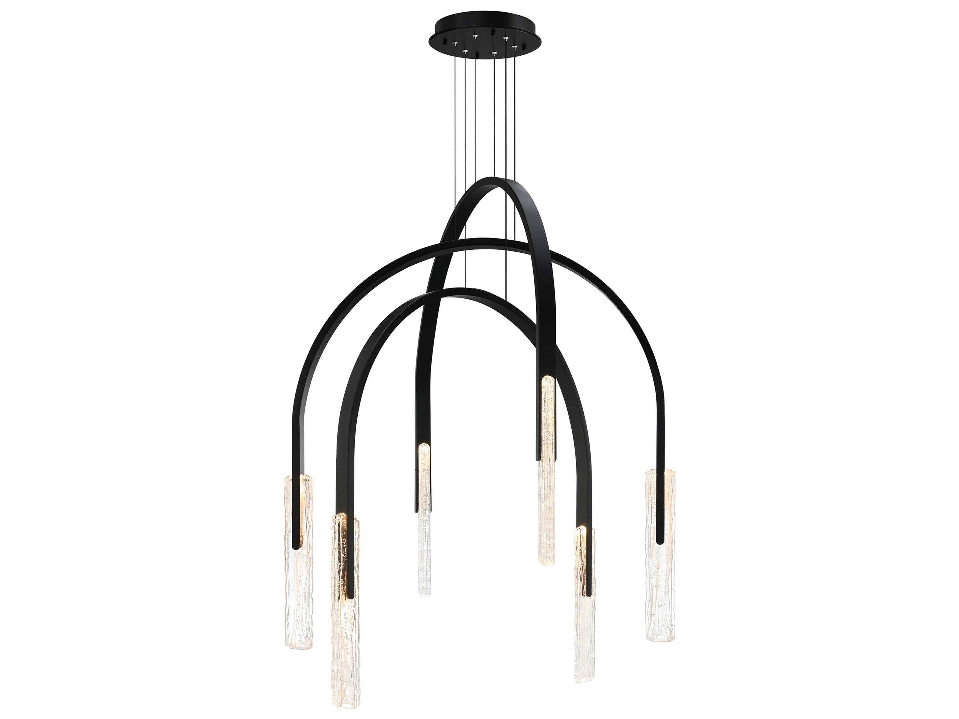 Curva Black LED Tiered Chandelier