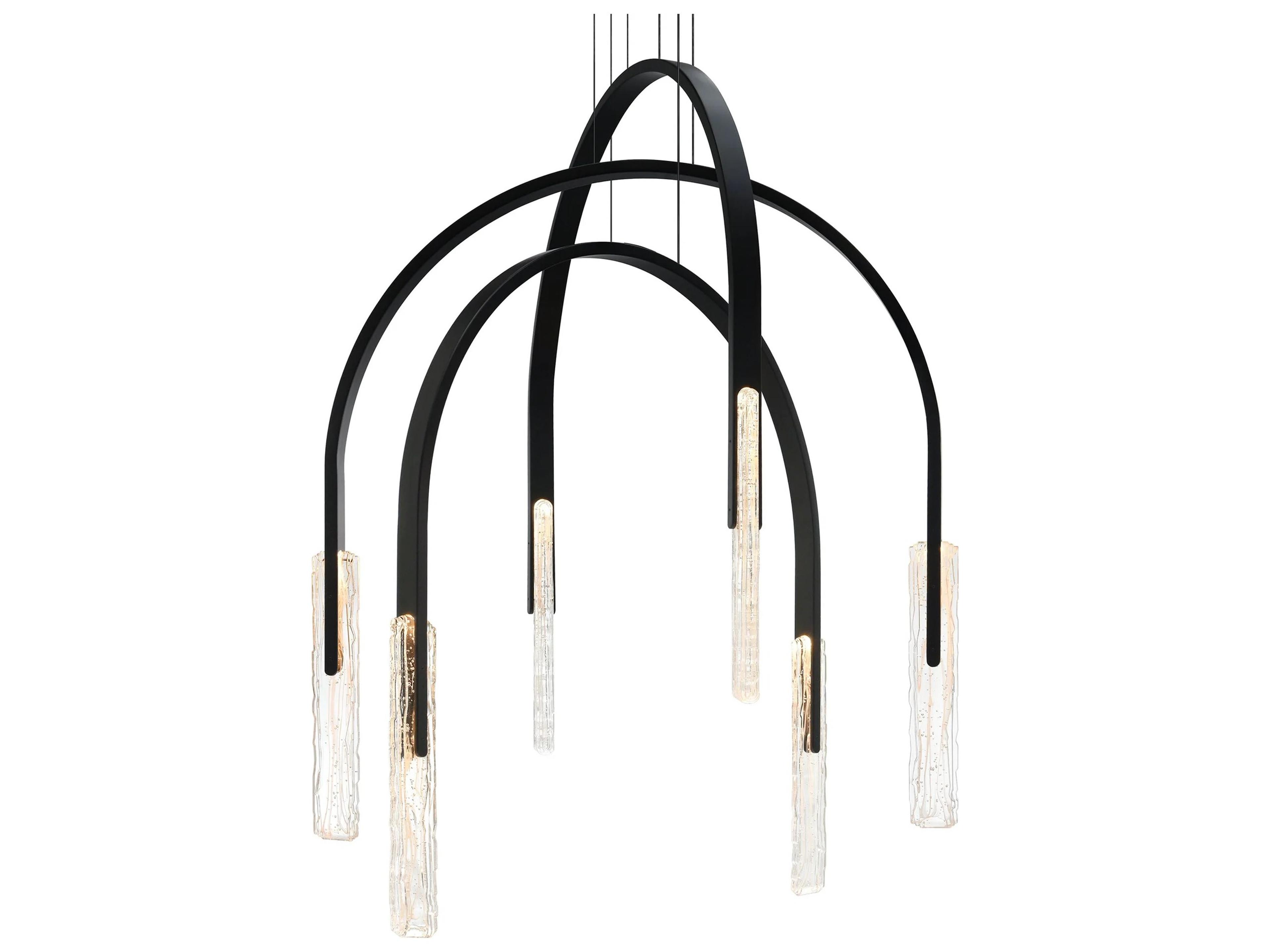 CWI Lighting Curva Black LED Tiered Chandelier