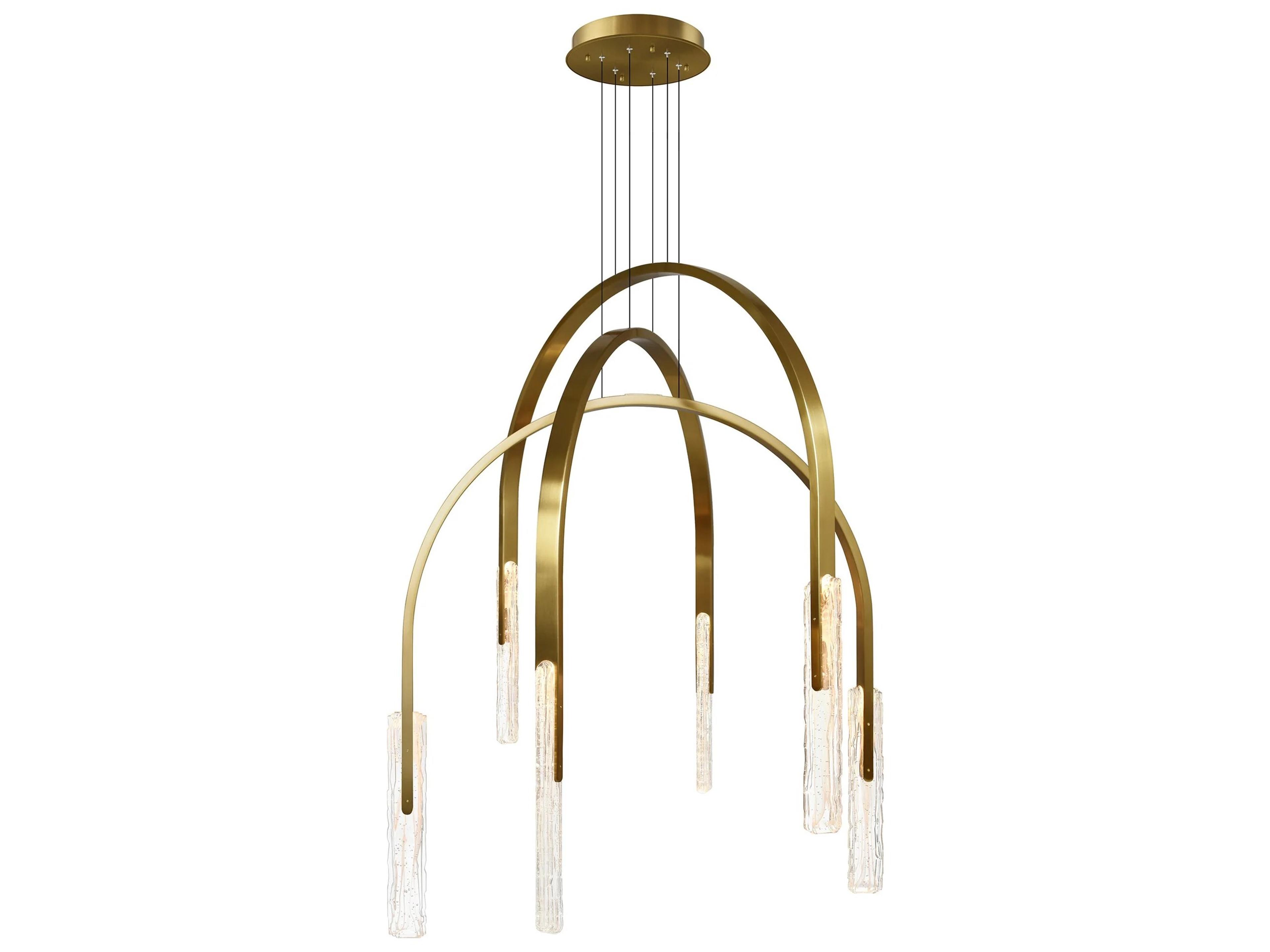 Curva Brass LED Tiered Chandelier