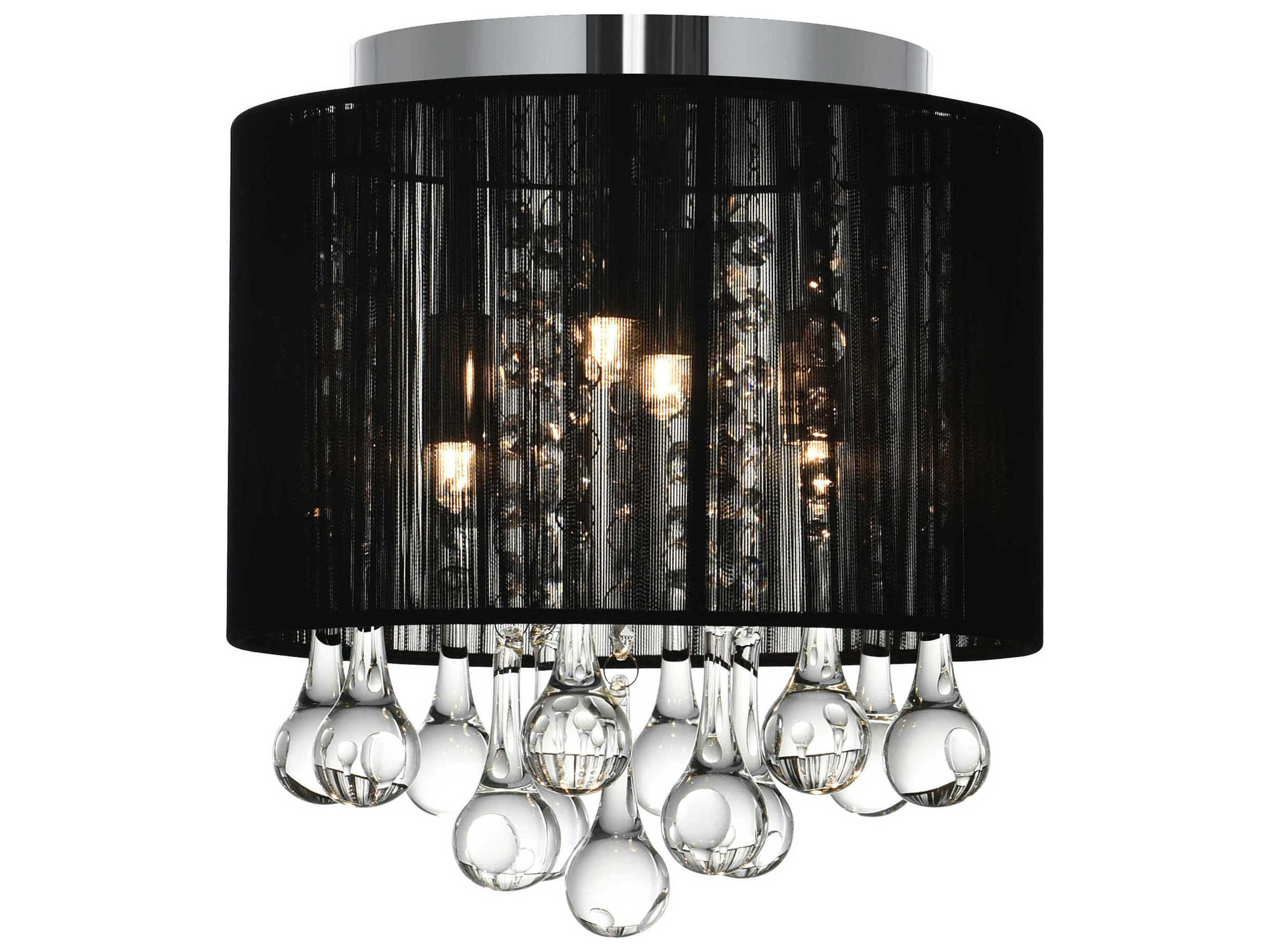 Water Drop 4-Light Chrome Drum Flush Mount