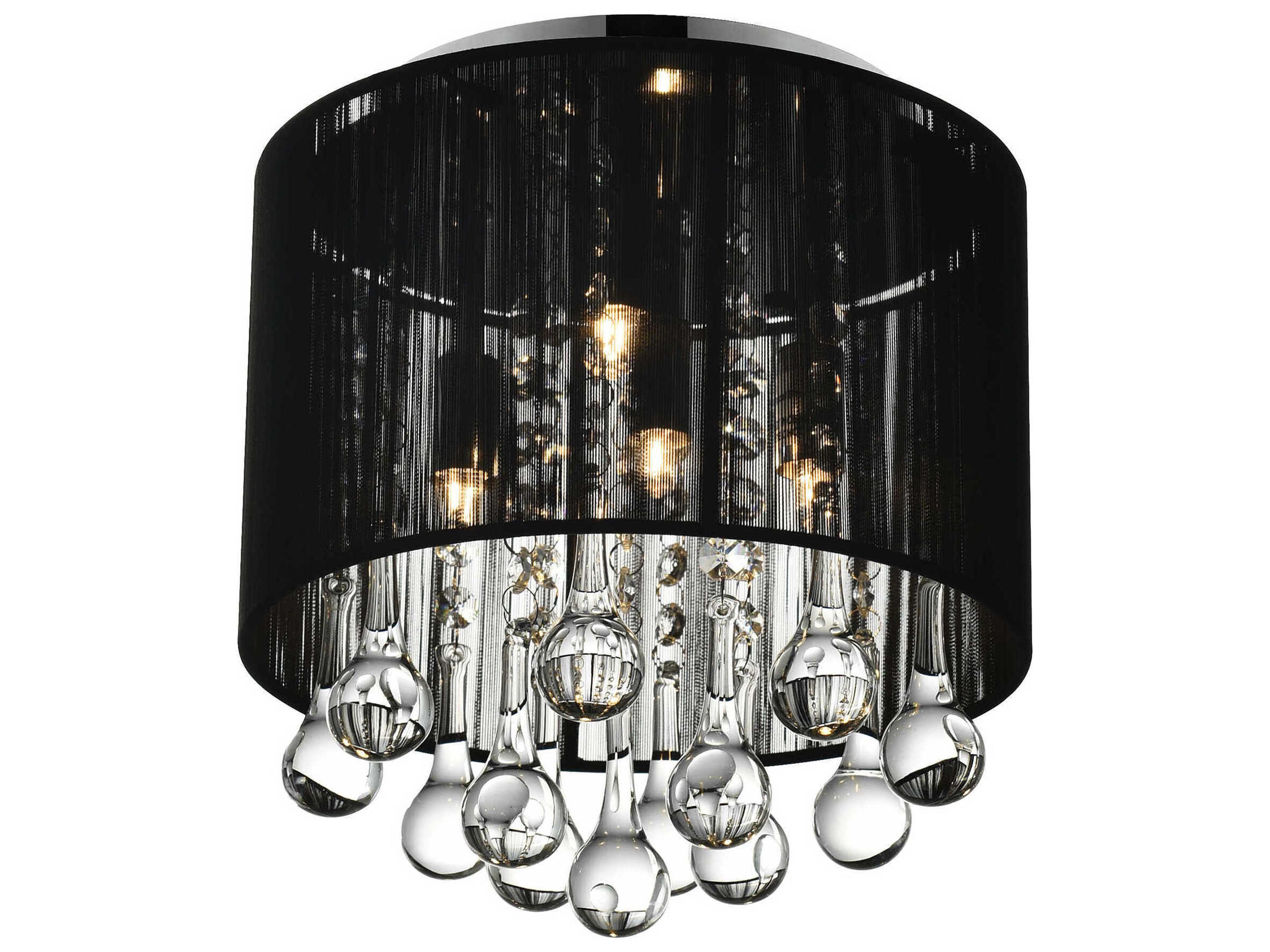 CWI Lighting Water Drop 4-Light Chrome Drum Flush Mount