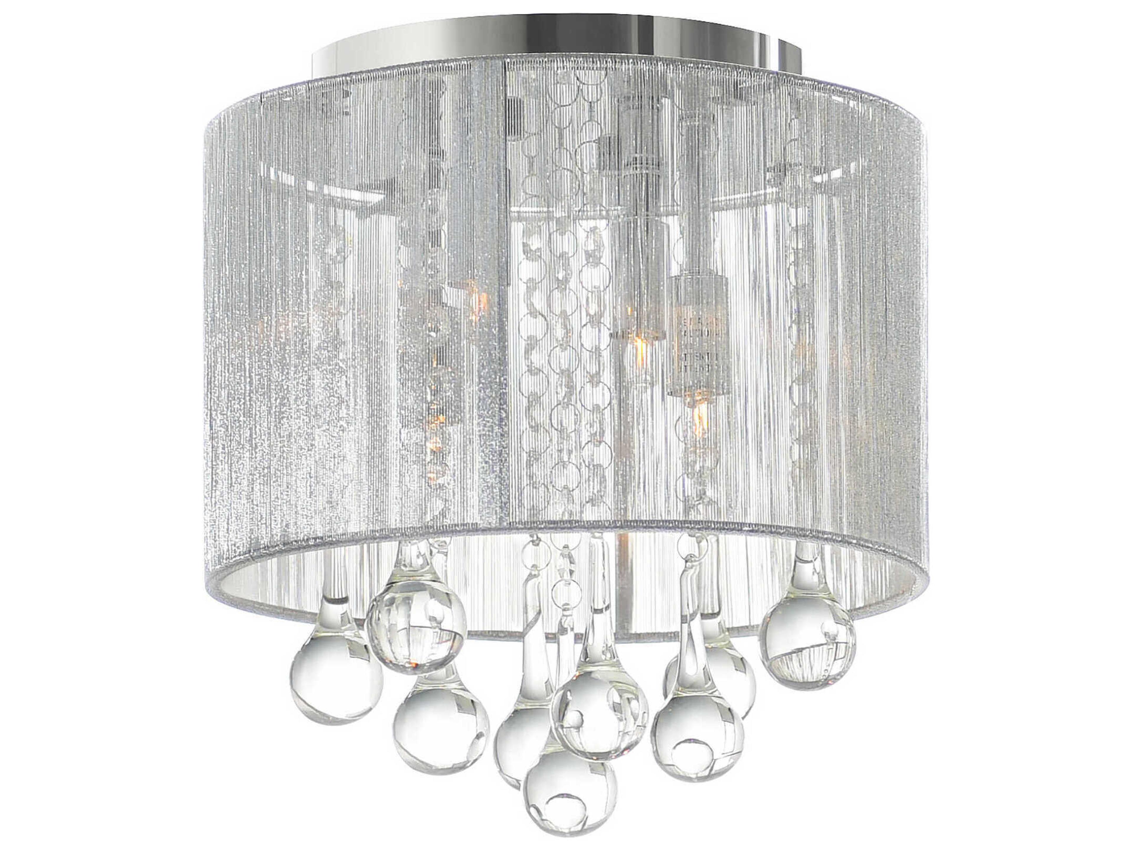Water Drop 4-Light Chrome Drum Flush Mount