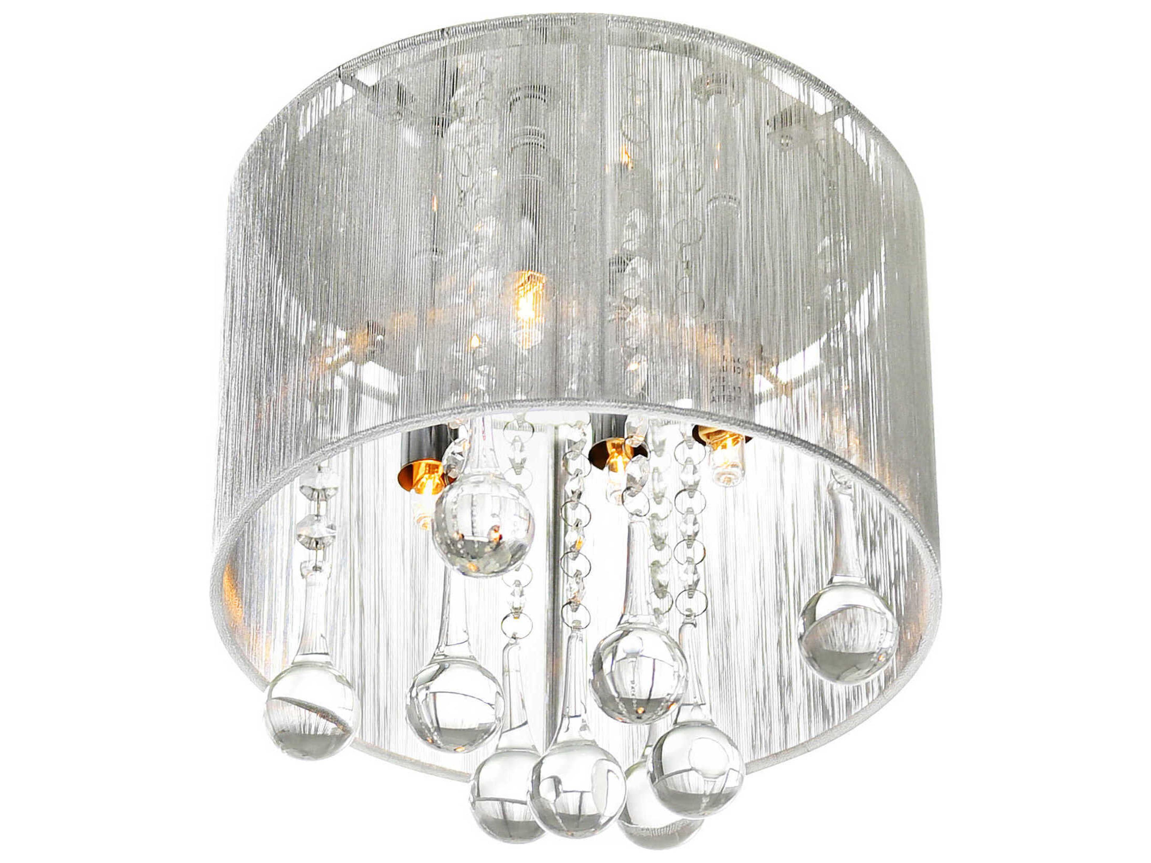 CWI Lighting Water Drop 4-Light Chrome Drum Flush Mount